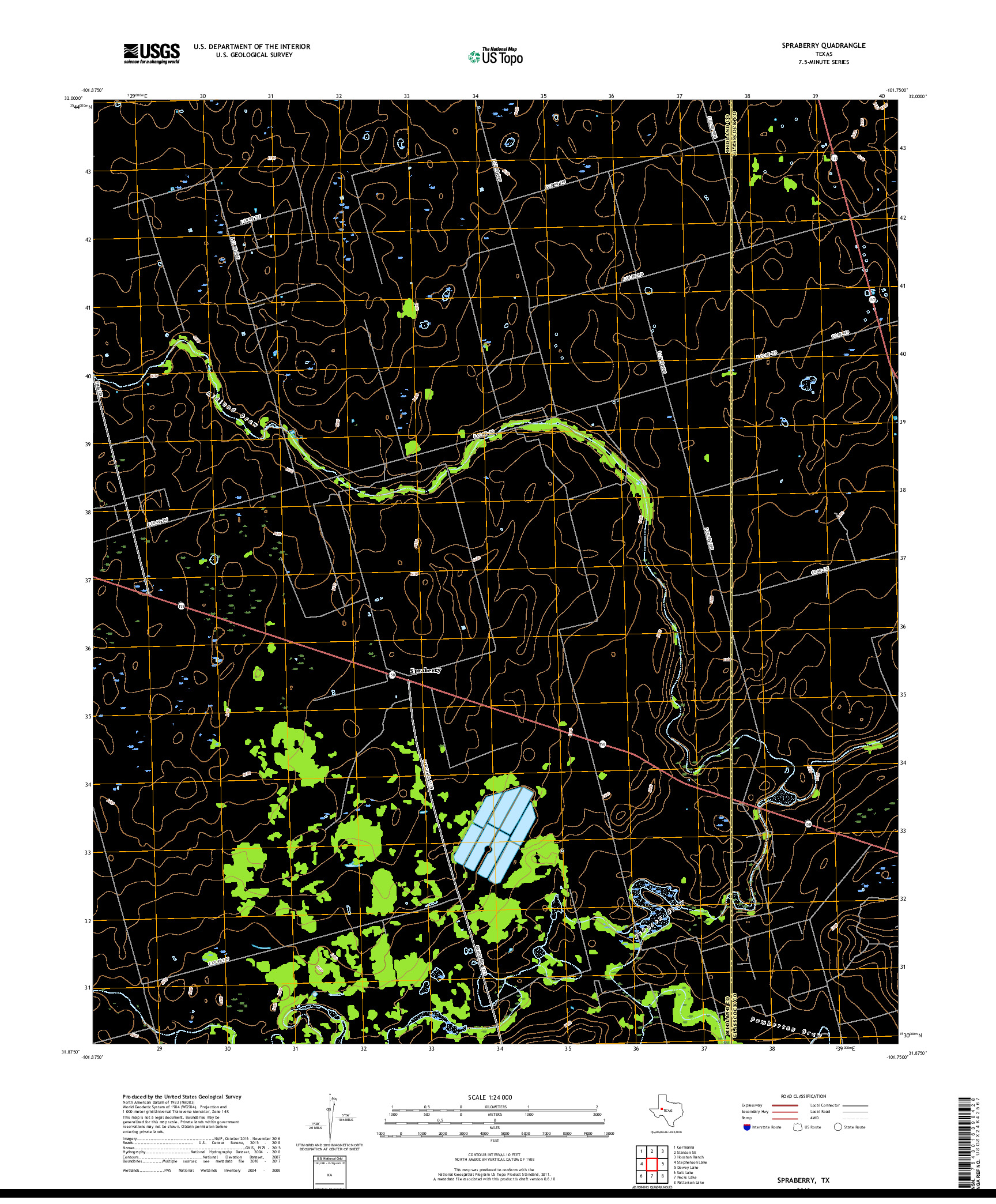 USGS US TOPO 7.5-MINUTE MAP FOR SPRABERRY, TX 2019