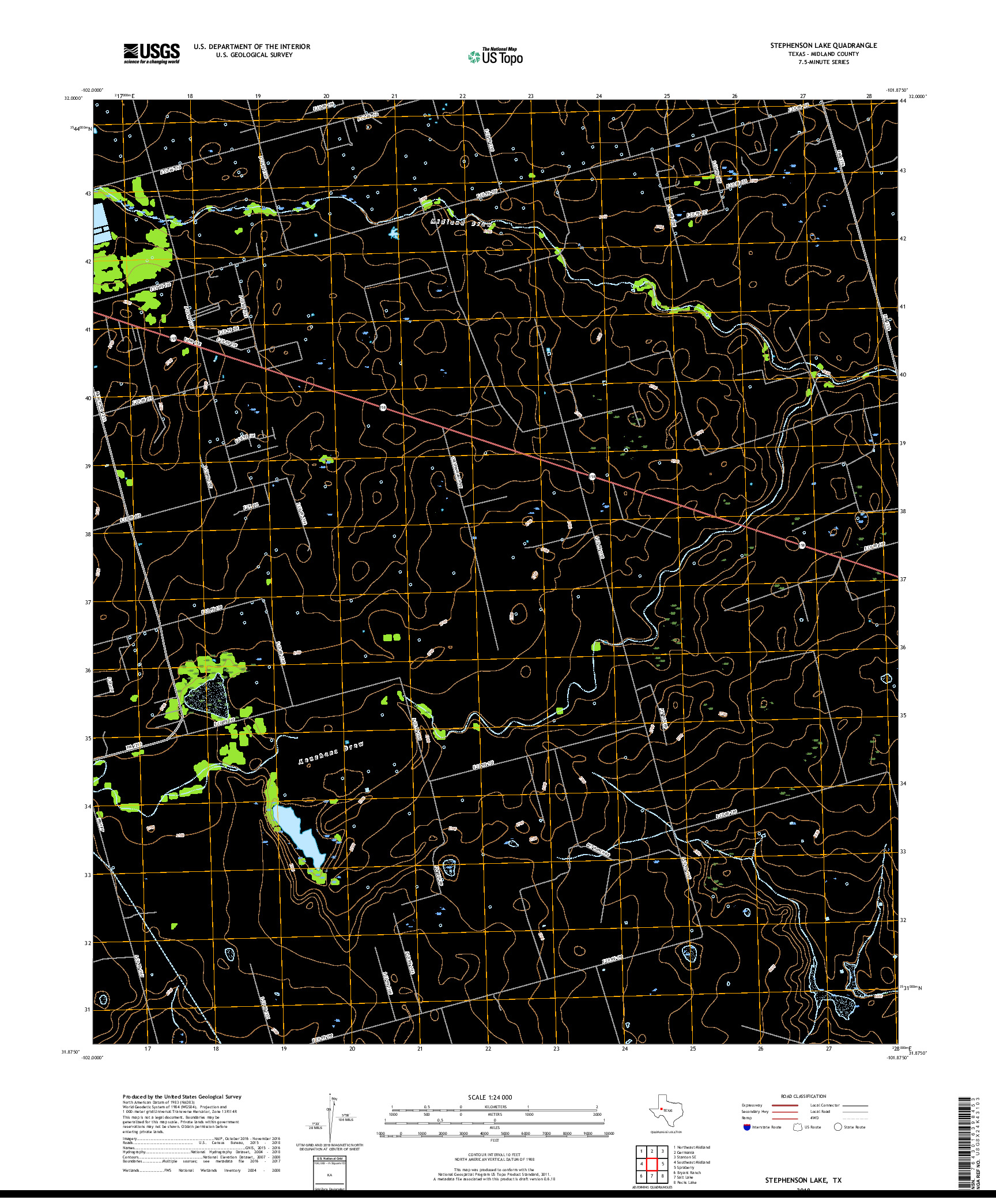 USGS US TOPO 7.5-MINUTE MAP FOR STEPHENSON LAKE, TX 2019