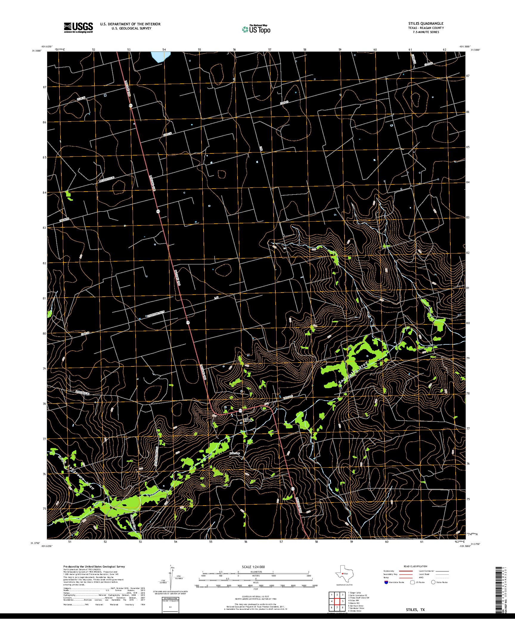 USGS US TOPO 7.5-MINUTE MAP FOR STILES, TX 2019