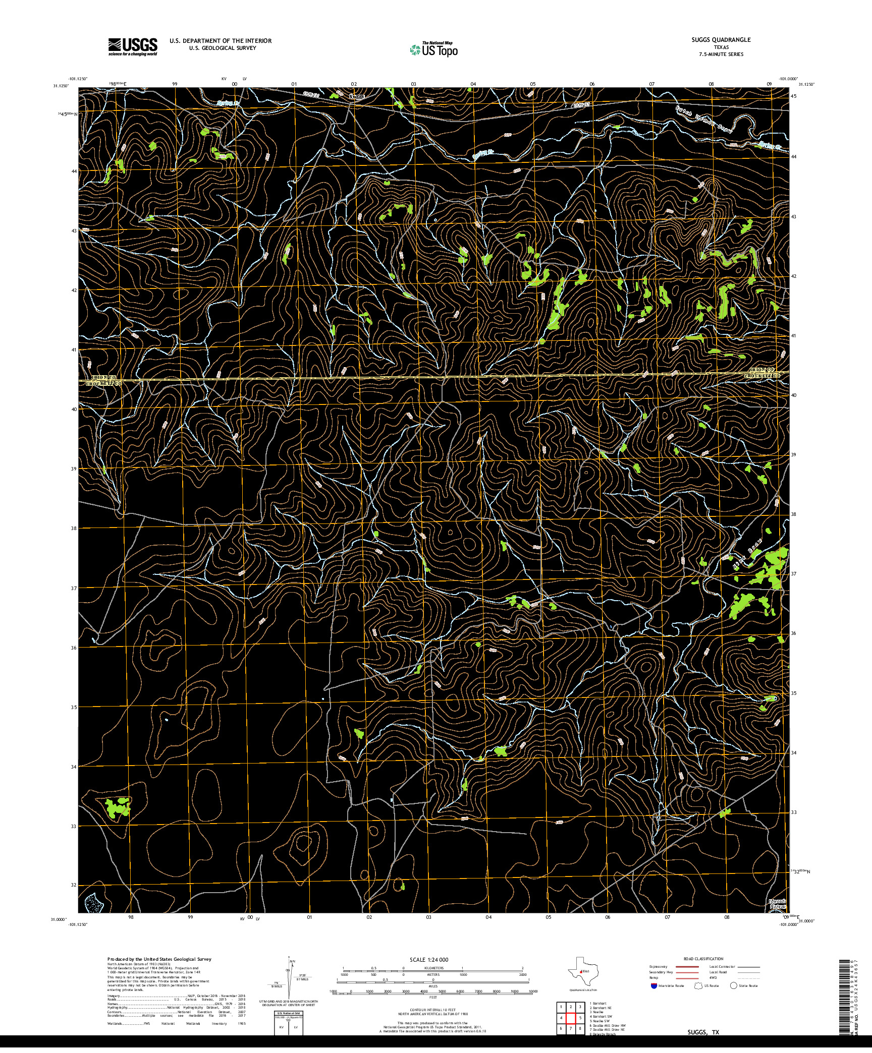 USGS US TOPO 7.5-MINUTE MAP FOR SUGGS, TX 2019