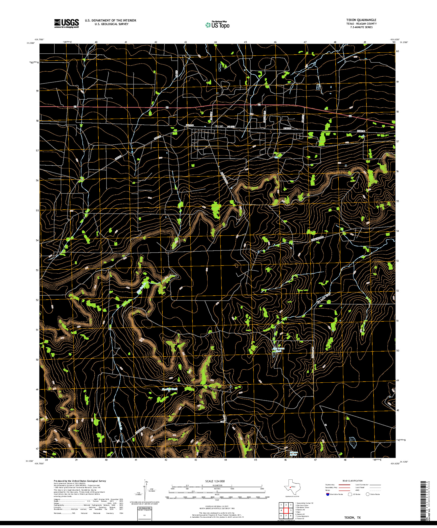 USGS US TOPO 7.5-MINUTE MAP FOR TEXON, TX 2019