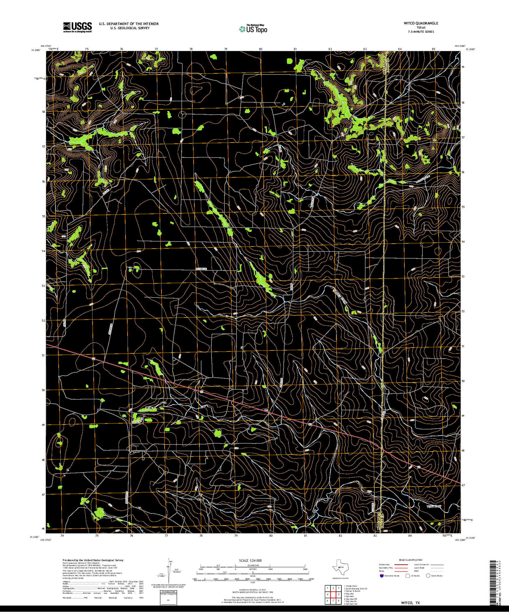 USGS US TOPO 7.5-MINUTE MAP FOR WITCO, TX 2019