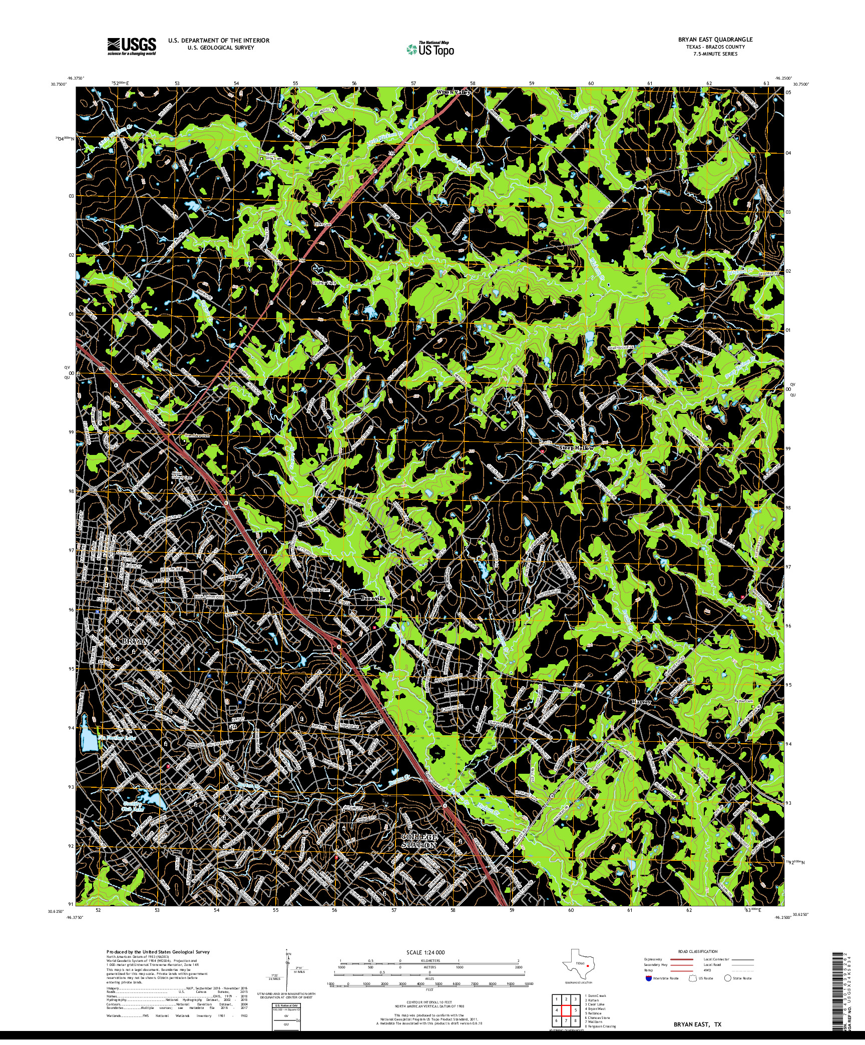 USGS US TOPO 7.5-MINUTE MAP FOR BRYAN EAST, TX 2019