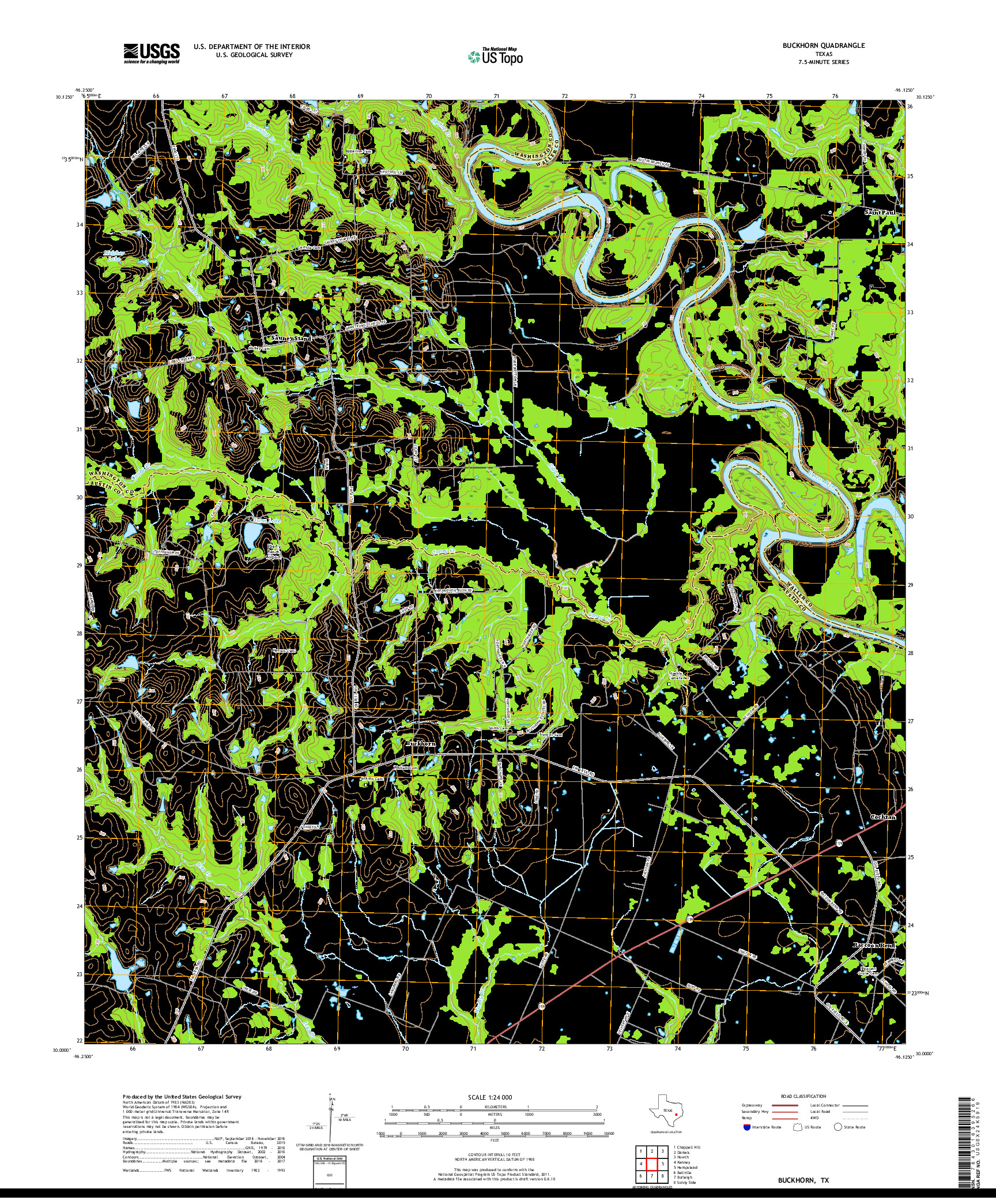 USGS US TOPO 7.5-MINUTE MAP FOR BUCKHORN, TX 2019