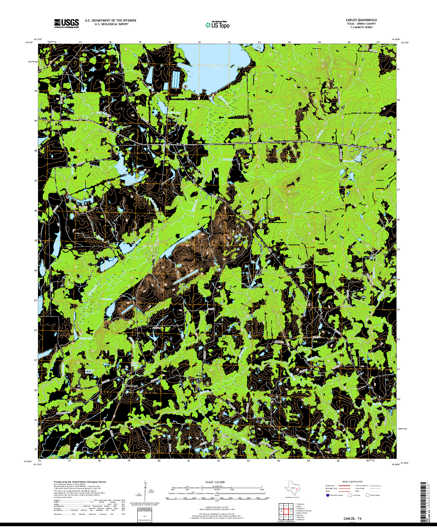 USGS US TOPO 7.5-MINUTE MAP FOR CARLOS, TX 2019