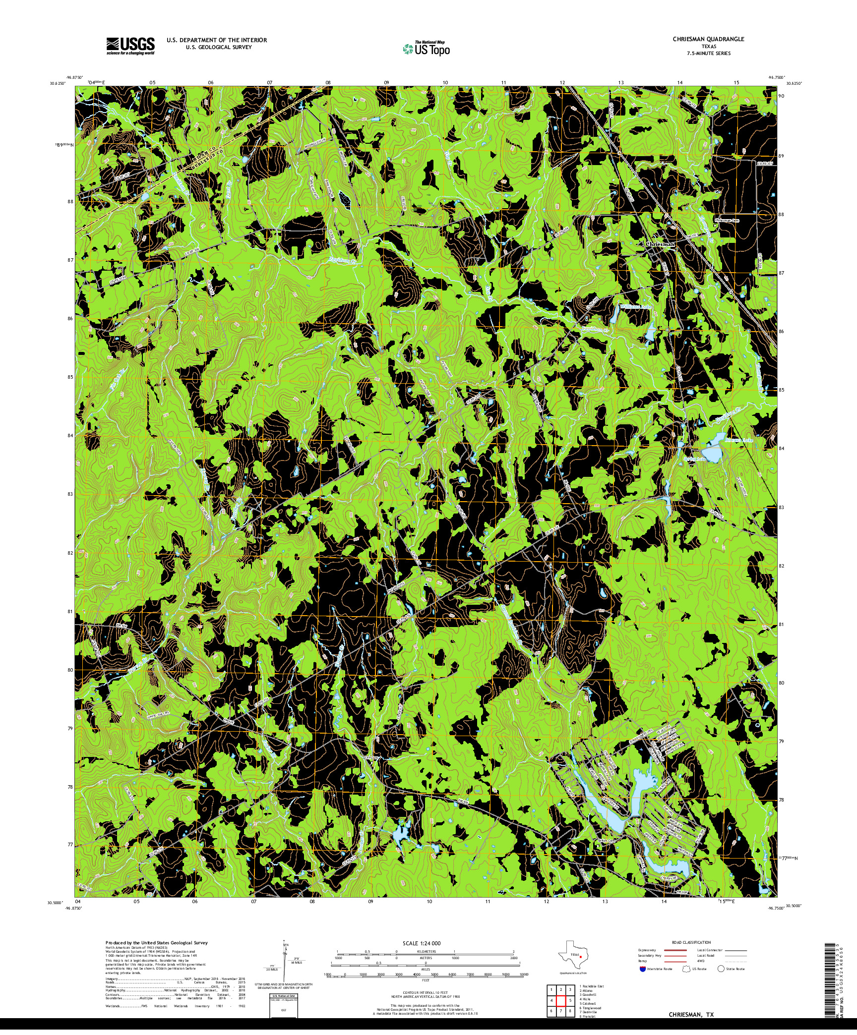 USGS US TOPO 7.5-MINUTE MAP FOR CHRIESMAN, TX 2019