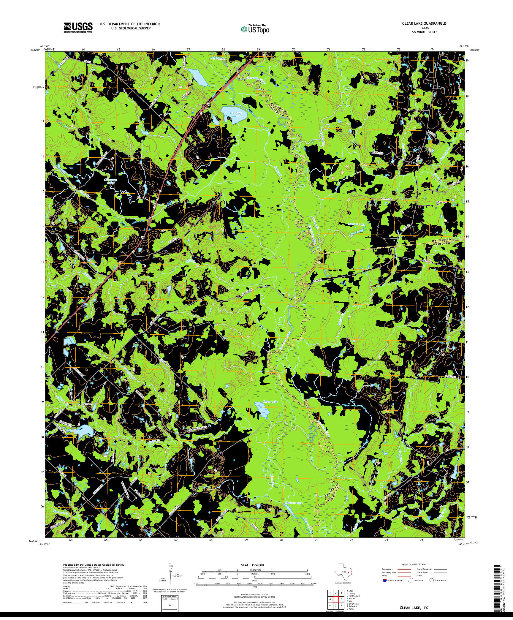 USGS US TOPO 7.5-MINUTE MAP FOR CLEAR LAKE, TX 2019