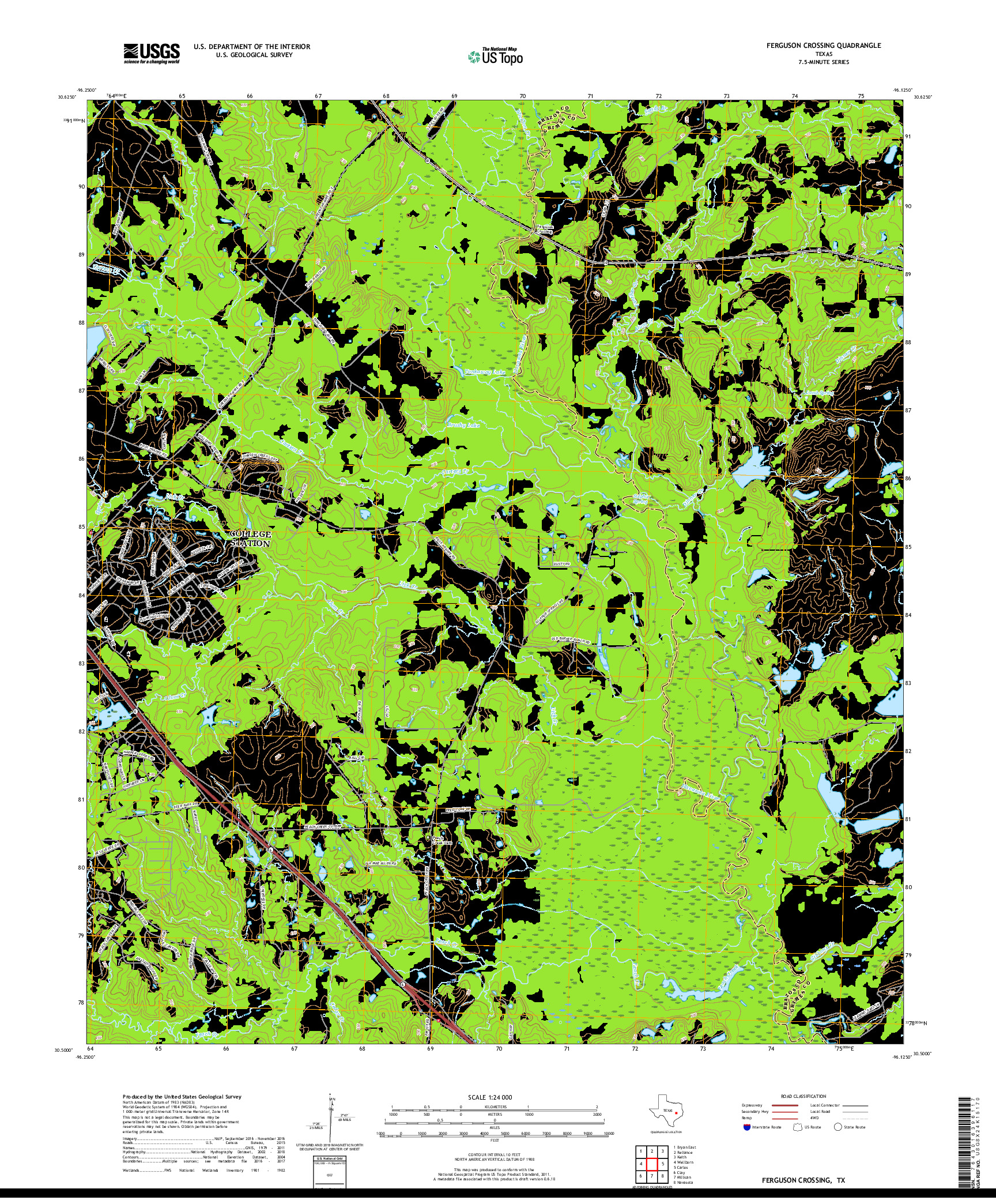 USGS US TOPO 7.5-MINUTE MAP FOR FERGUSON CROSSING, TX 2019