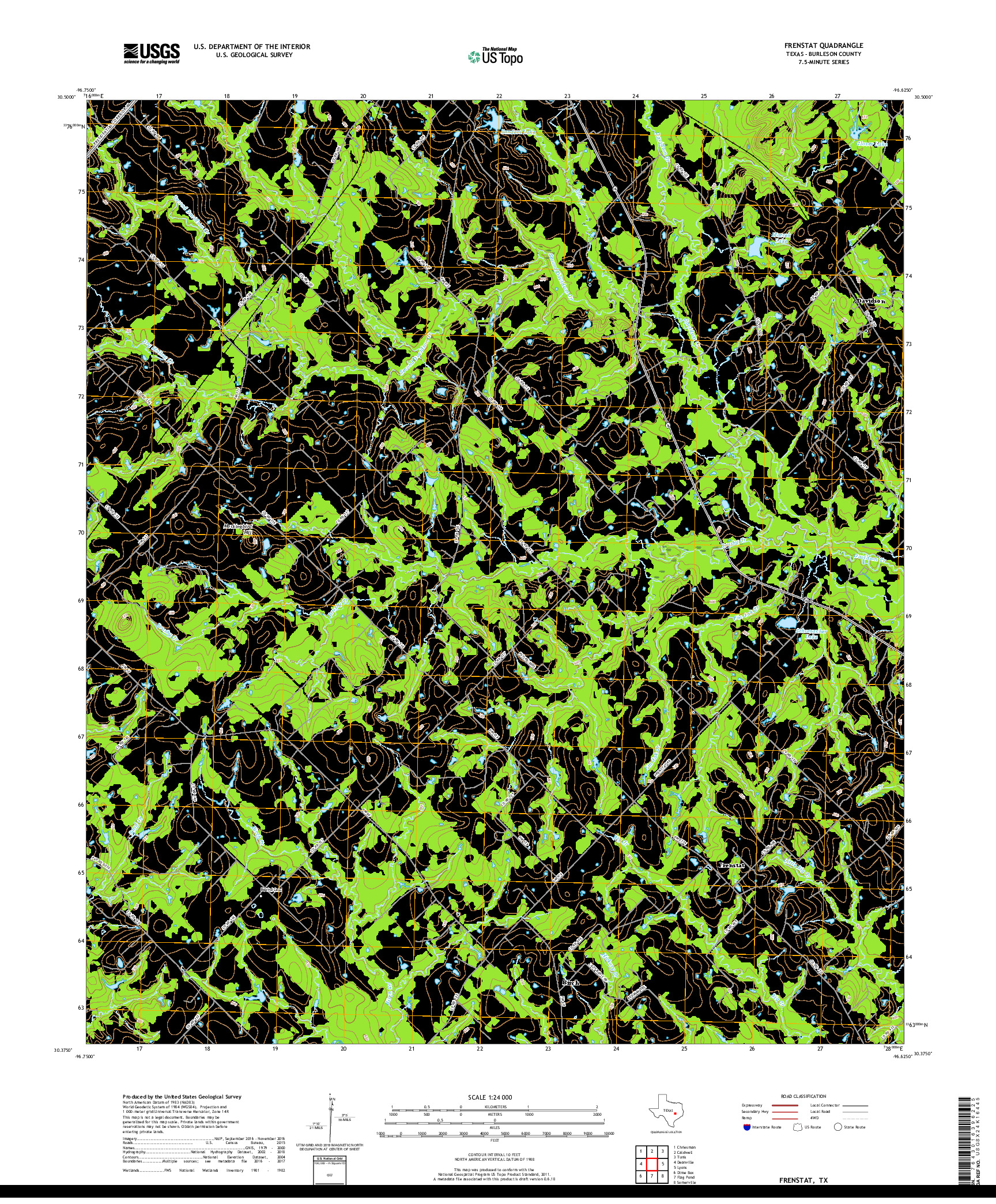 USGS US TOPO 7.5-MINUTE MAP FOR FRENSTAT, TX 2019