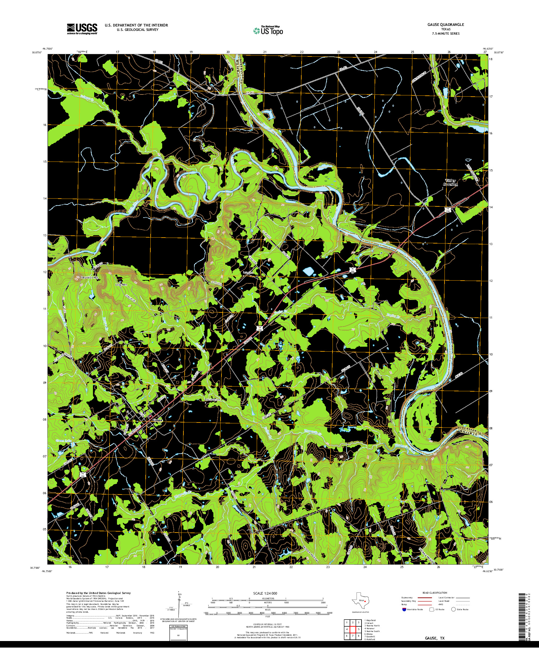 USGS US TOPO 7.5-MINUTE MAP FOR GAUSE, TX 2019