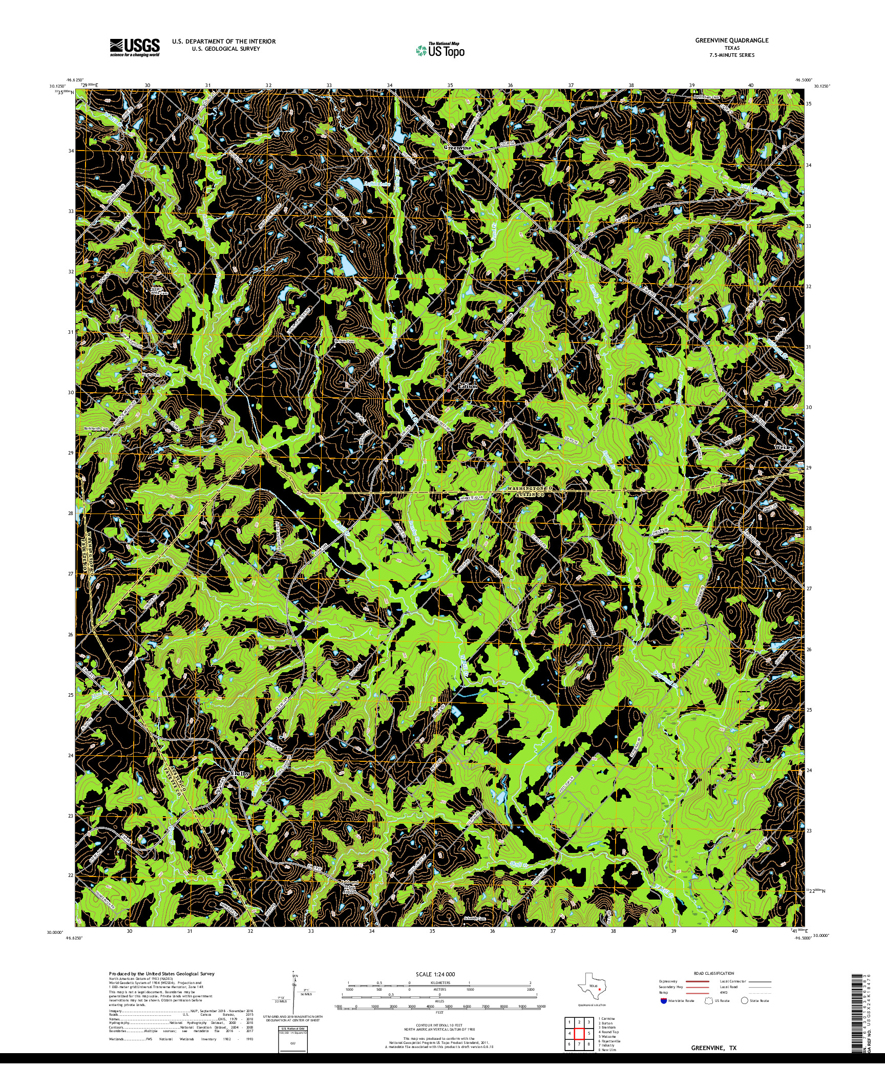 USGS US TOPO 7.5-MINUTE MAP FOR GREENVINE, TX 2019