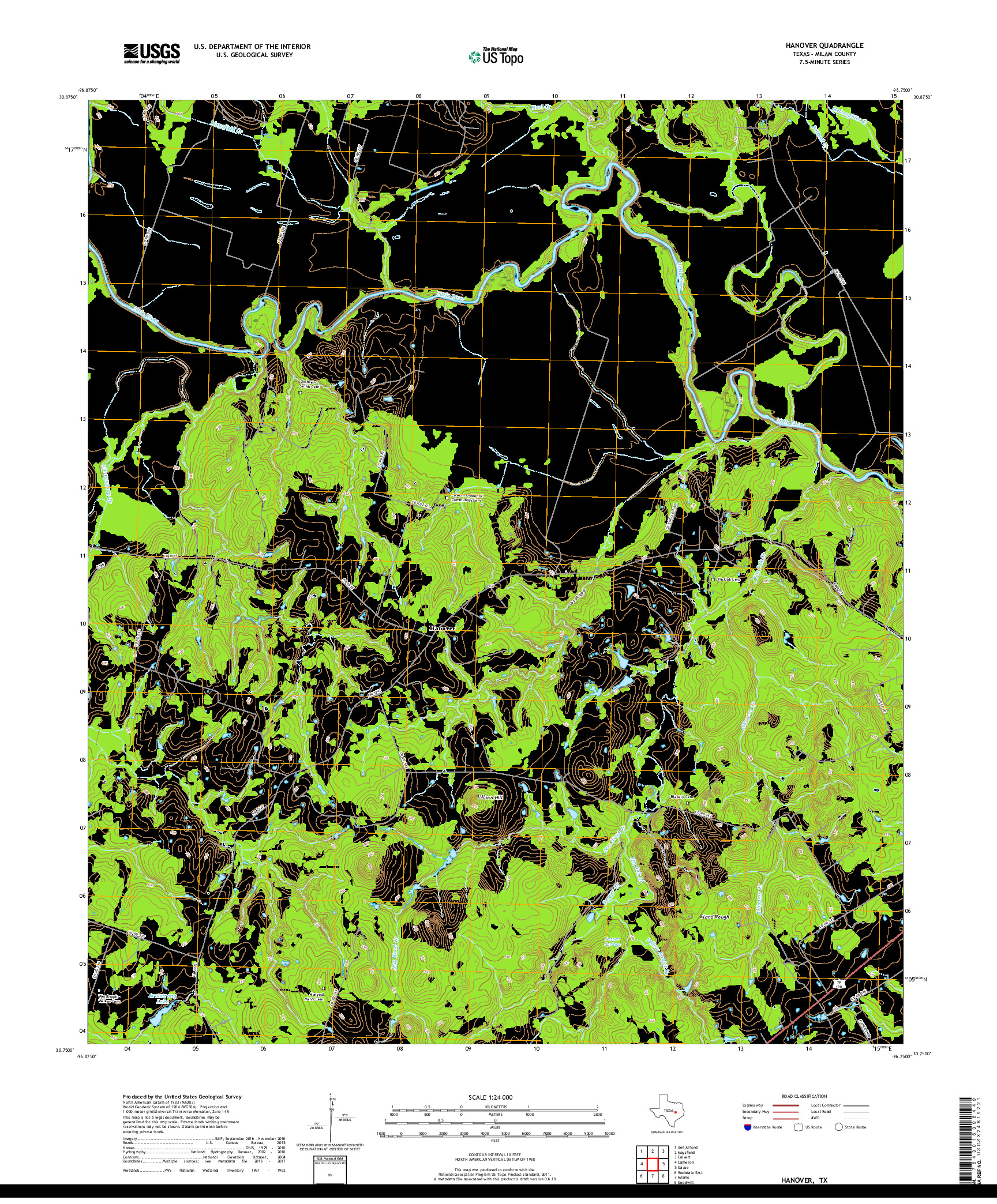 USGS US TOPO 7.5-MINUTE MAP FOR HANOVER, TX 2019