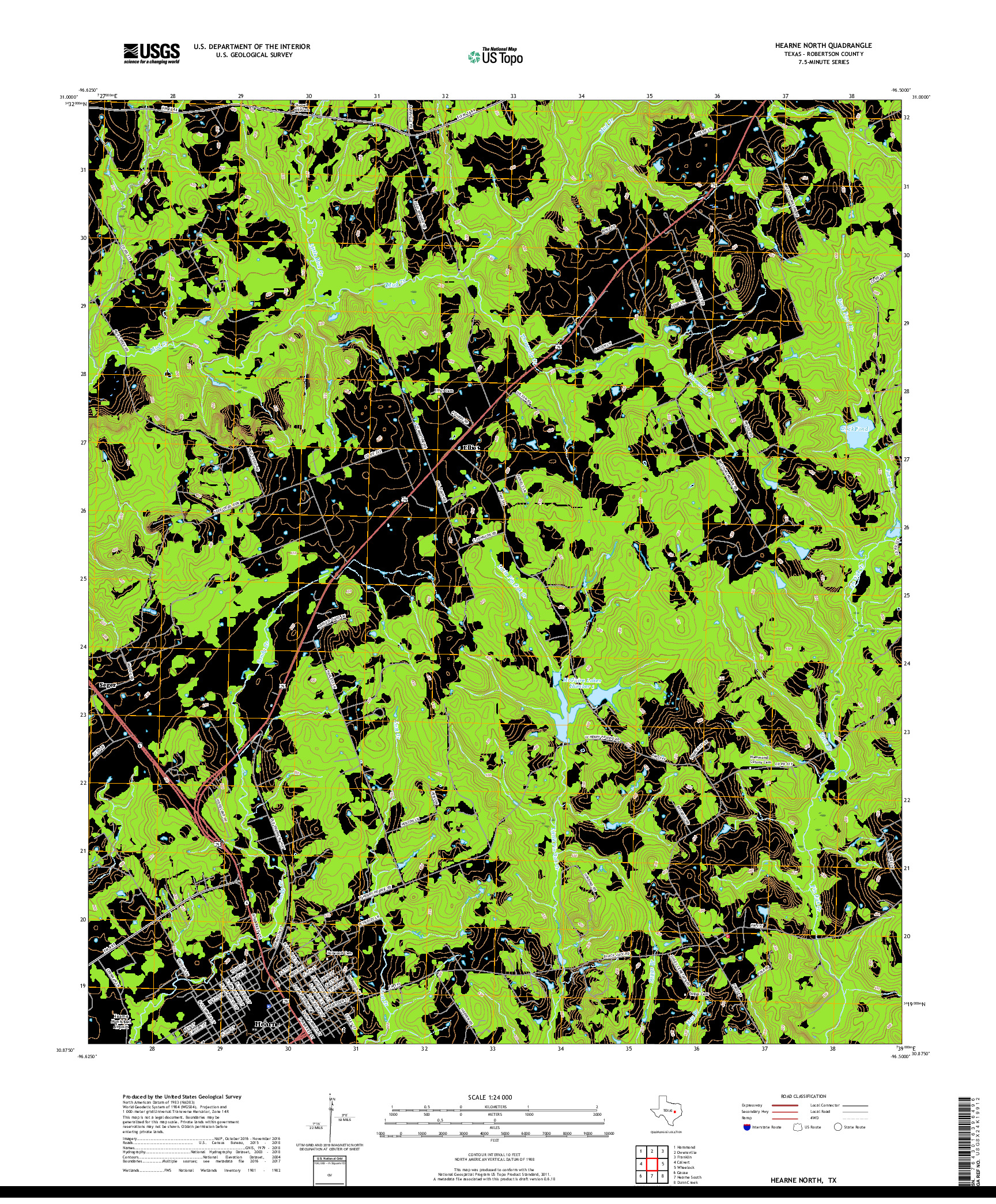 USGS US TOPO 7.5-MINUTE MAP FOR HEARNE NORTH, TX 2019