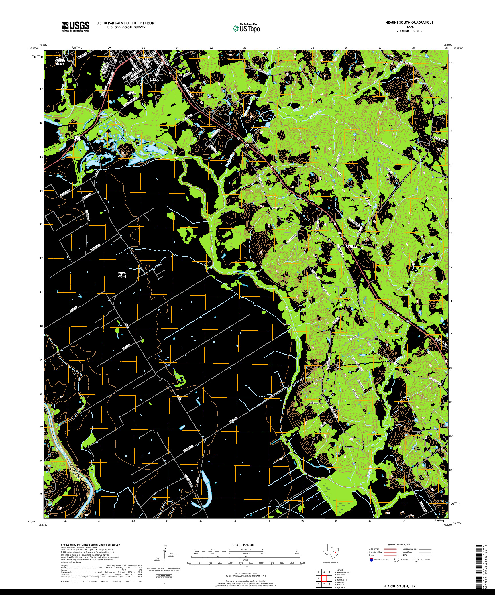 USGS US TOPO 7.5-MINUTE MAP FOR HEARNE SOUTH, TX 2019