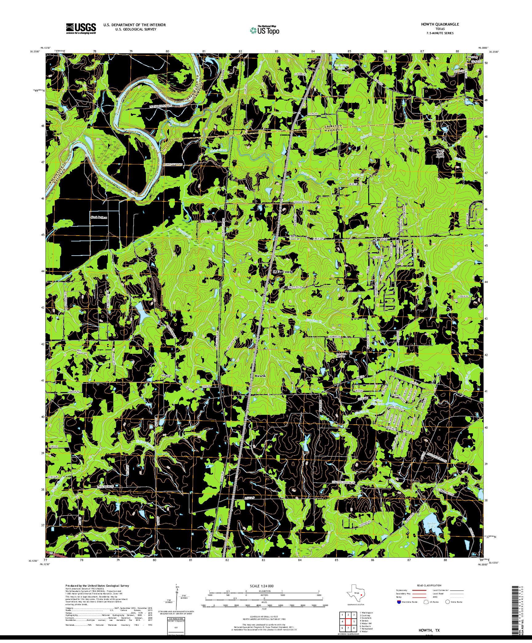 USGS US TOPO 7.5-MINUTE MAP FOR HOWTH, TX 2019