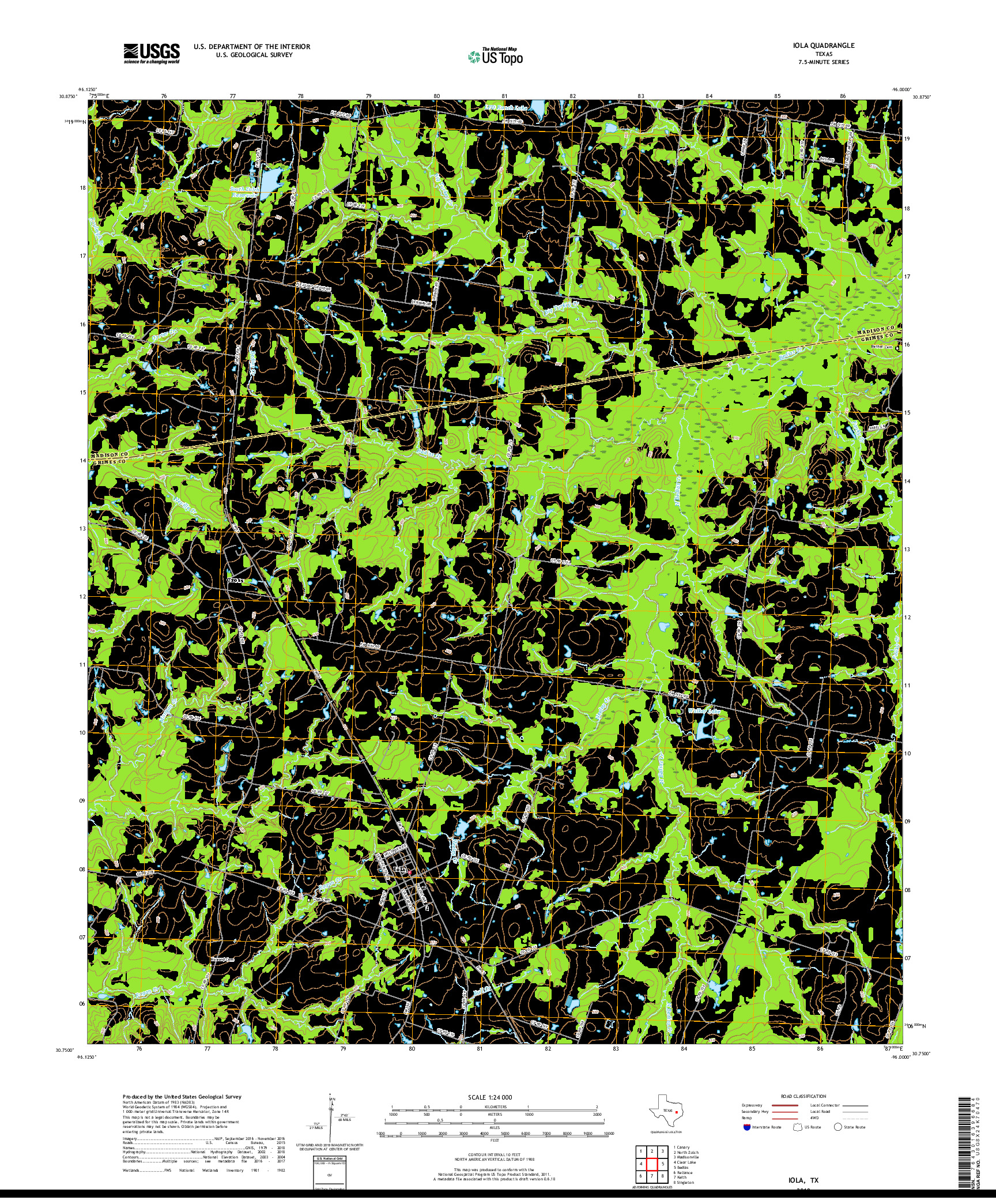 USGS US TOPO 7.5-MINUTE MAP FOR IOLA, TX 2019