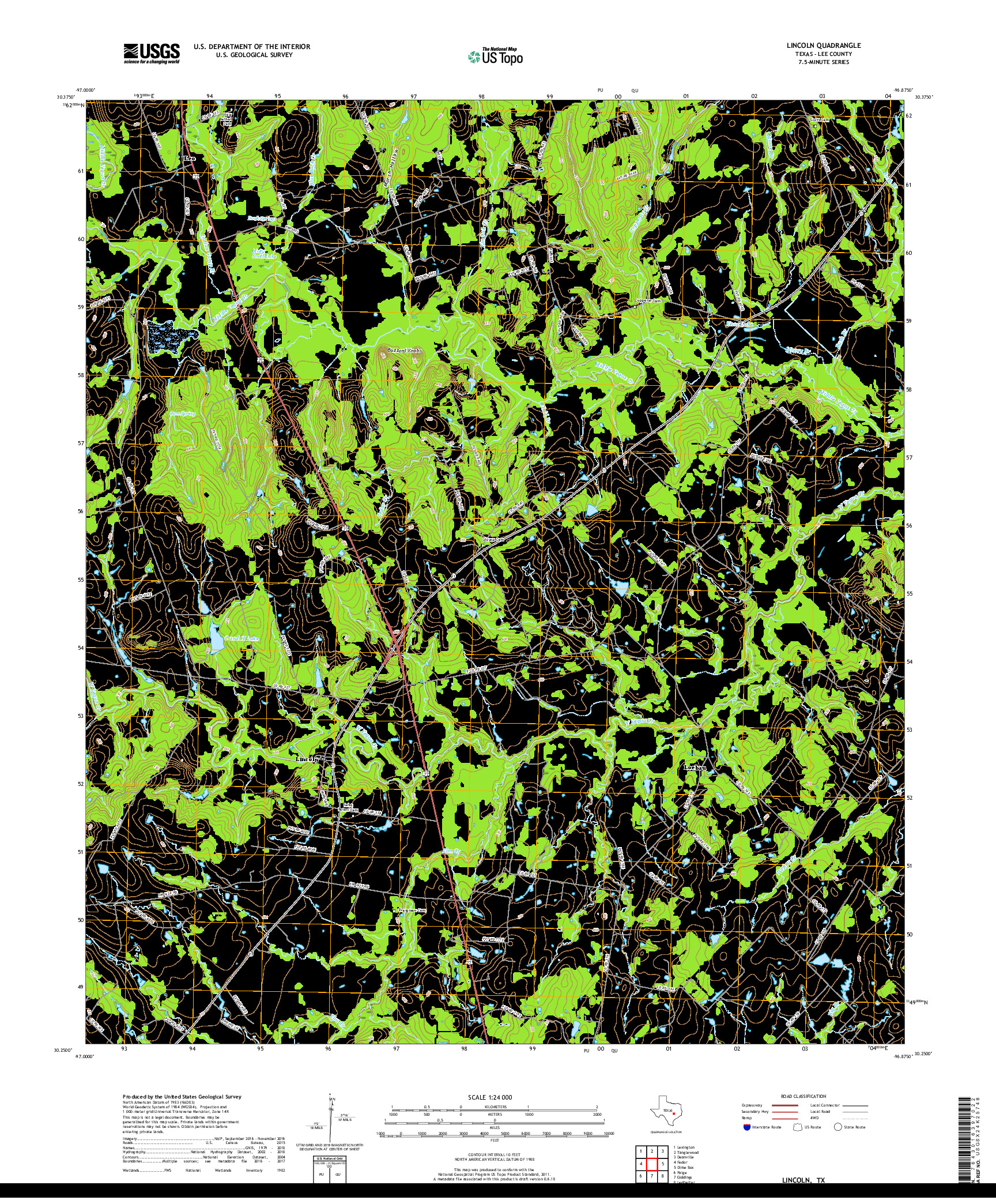 USGS US TOPO 7.5-MINUTE MAP FOR LINCOLN, TX 2019