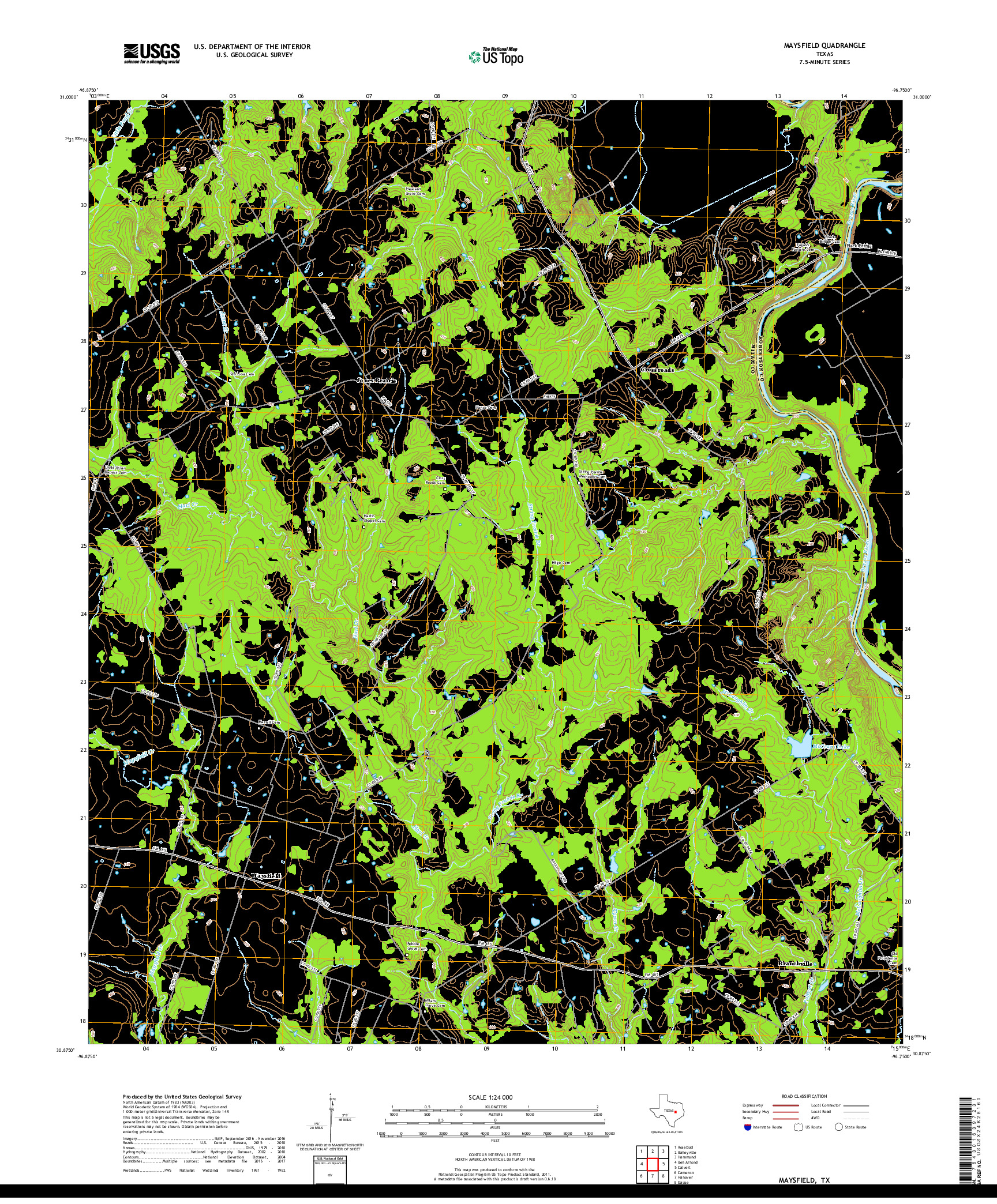 USGS US TOPO 7.5-MINUTE MAP FOR MAYSFIELD, TX 2019