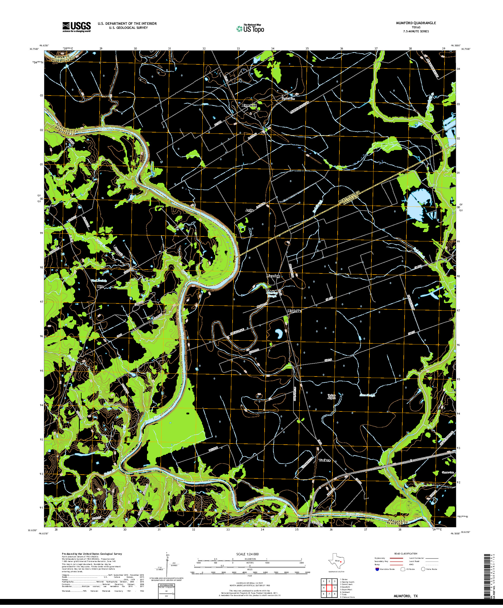 USGS US TOPO 7.5-MINUTE MAP FOR MUMFORD, TX 2019