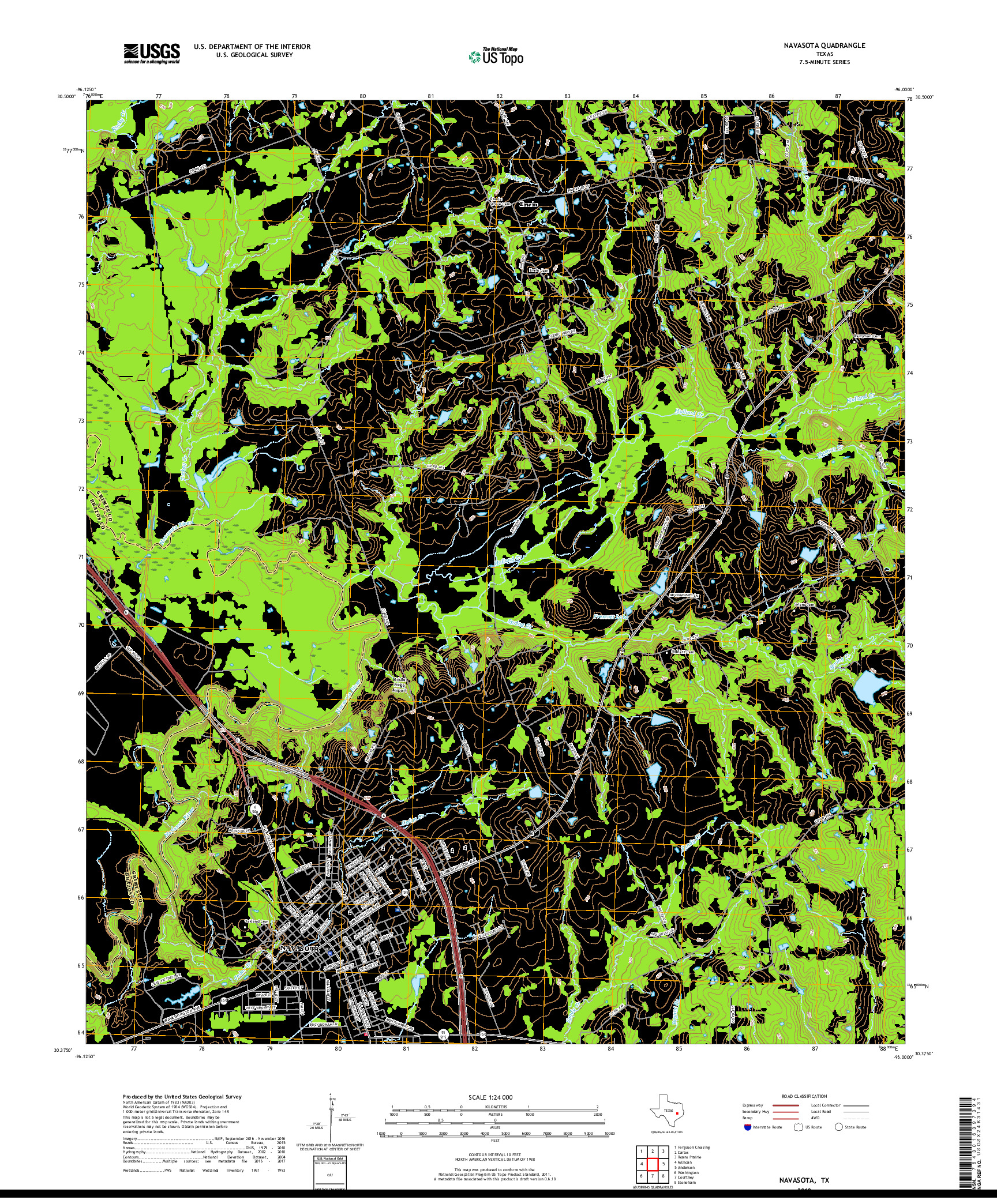 USGS US TOPO 7.5-MINUTE MAP FOR NAVASOTA, TX 2019