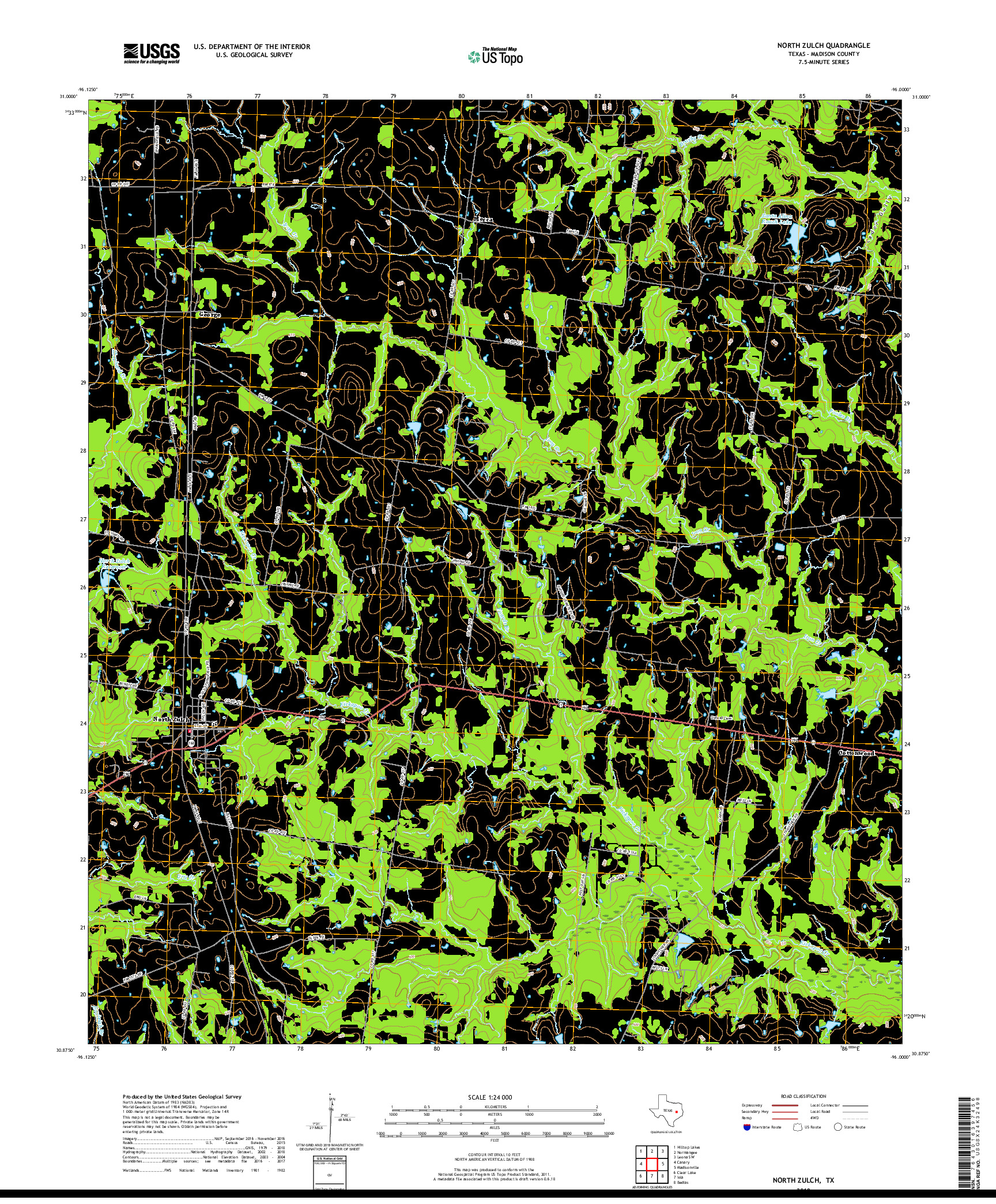 USGS US TOPO 7.5-MINUTE MAP FOR NORTH ZULCH, TX 2019