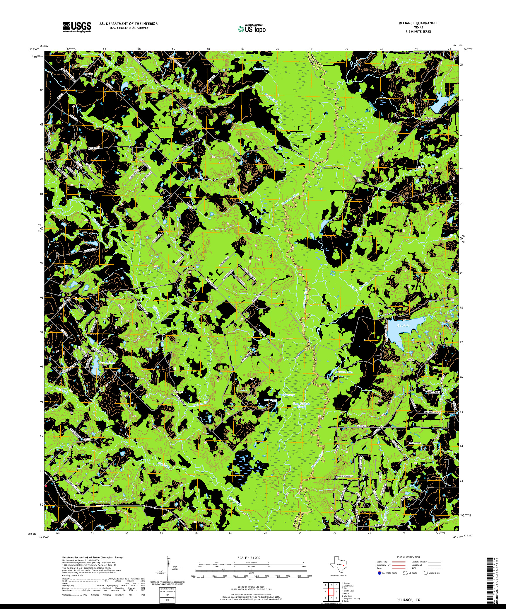 USGS US TOPO 7.5-MINUTE MAP FOR RELIANCE, TX 2019