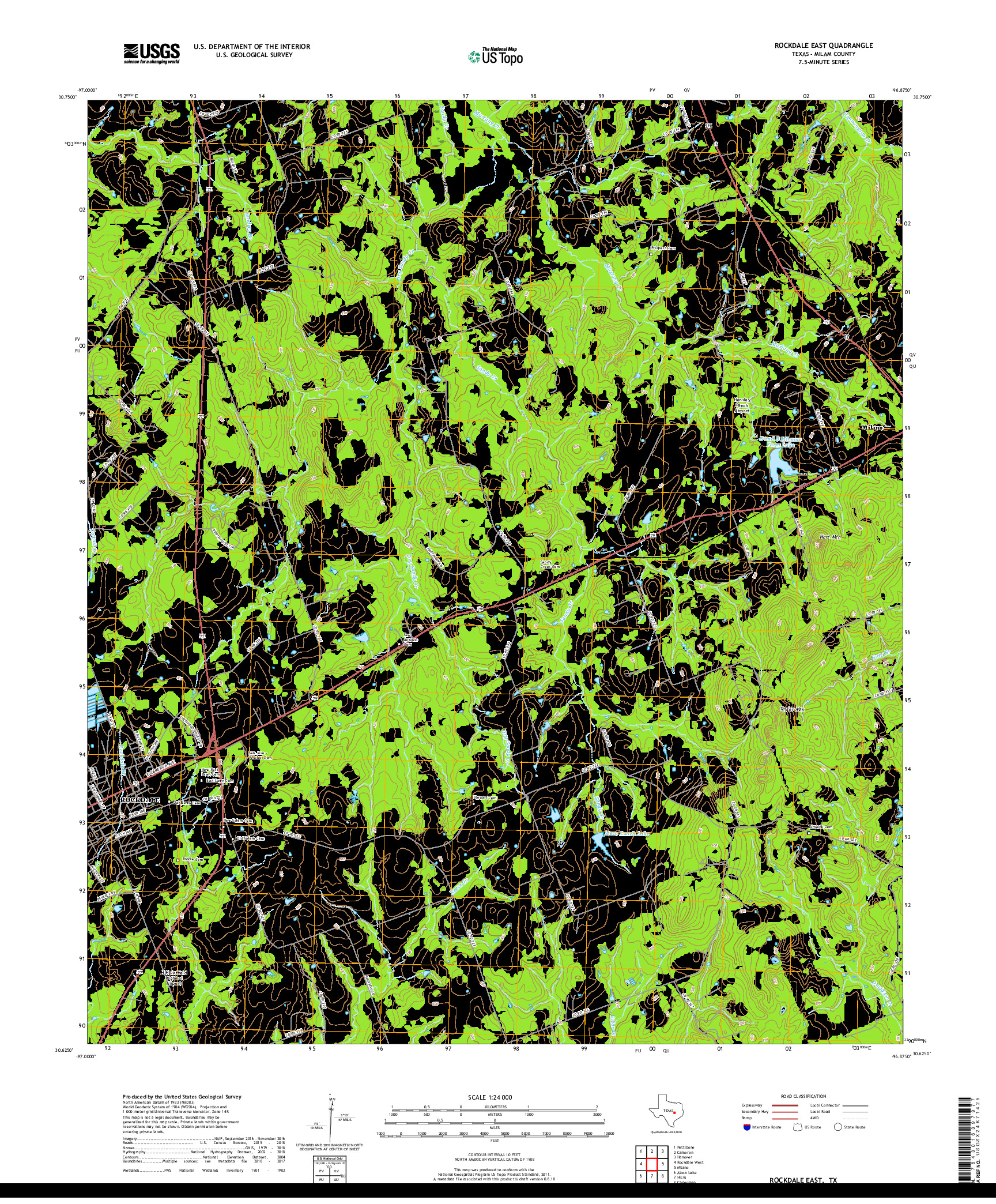 USGS US TOPO 7.5-MINUTE MAP FOR ROCKDALE EAST, TX 2019