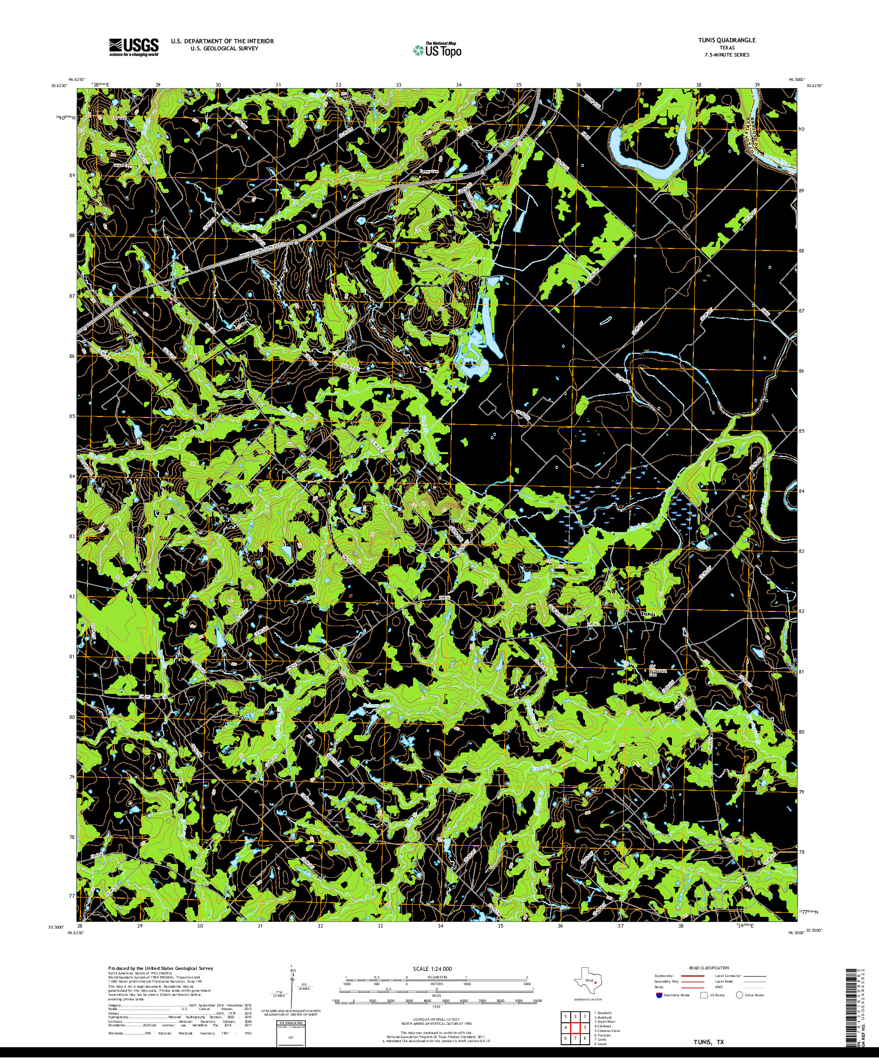 USGS US TOPO 7.5-MINUTE MAP FOR TUNIS, TX 2019