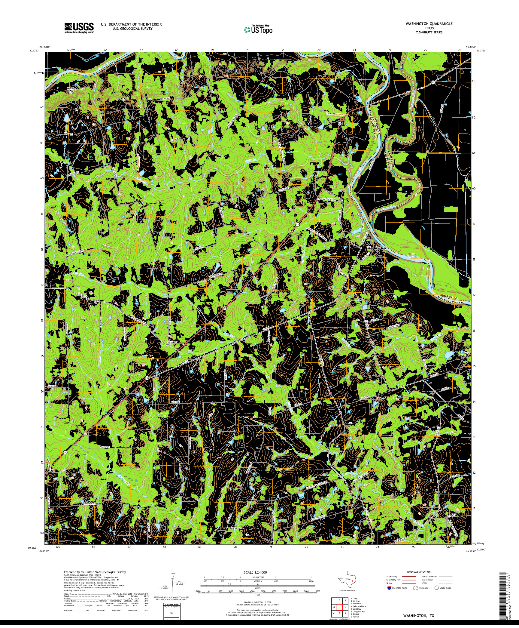 USGS US TOPO 7.5-MINUTE MAP FOR WASHINGTON, TX 2019