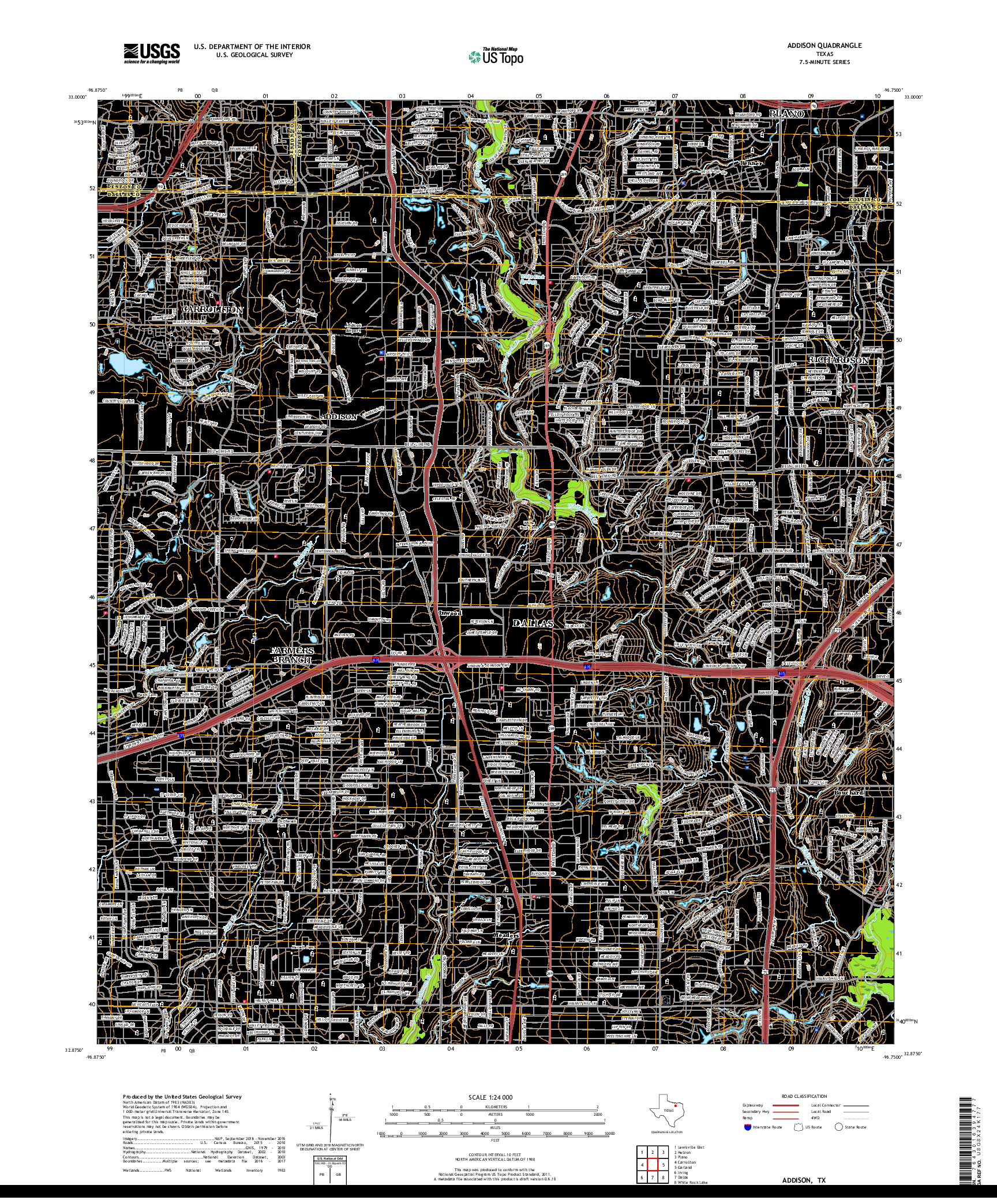 USGS US TOPO 7.5-MINUTE MAP FOR ADDISON, TX 2019