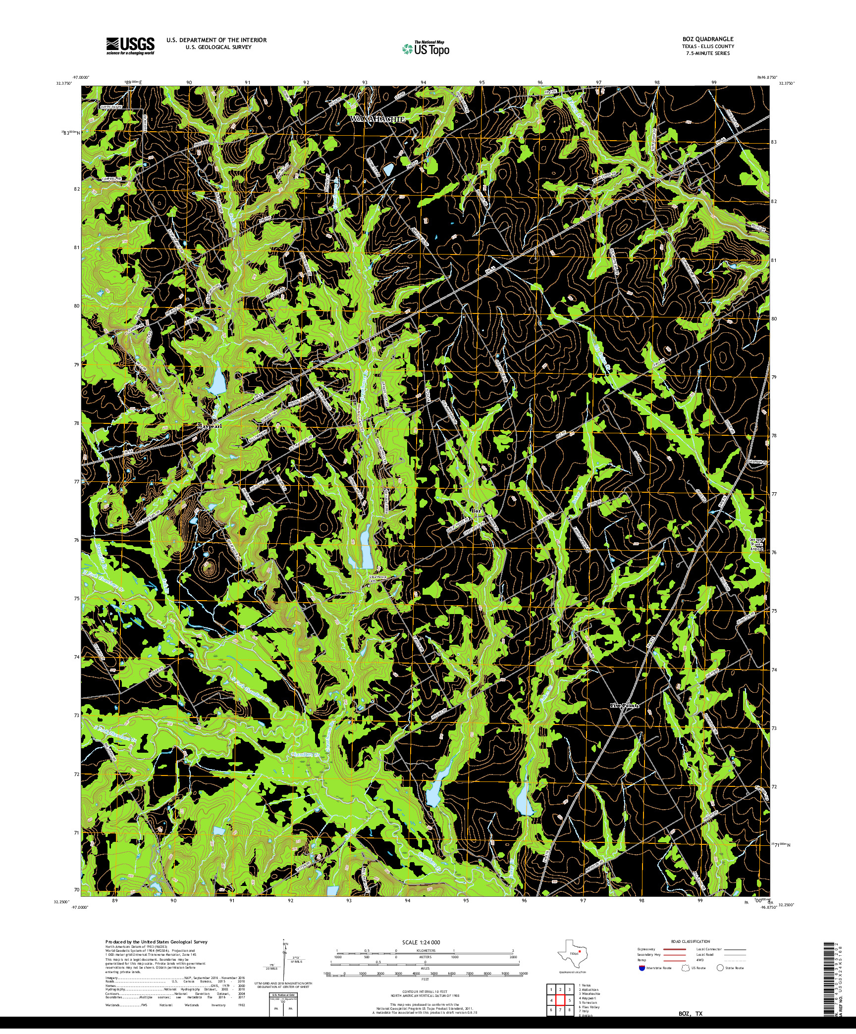 USGS US TOPO 7.5-MINUTE MAP FOR BOZ, TX 2019