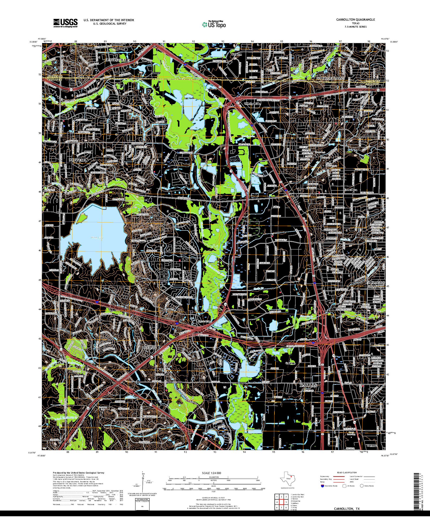 USGS US TOPO 7.5-MINUTE MAP FOR CARROLLTON, TX 2019