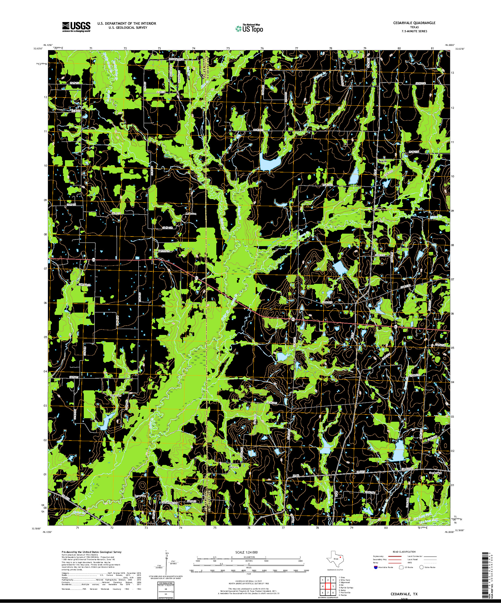 USGS US TOPO 7.5-MINUTE MAP FOR CEDARVALE, TX 2019