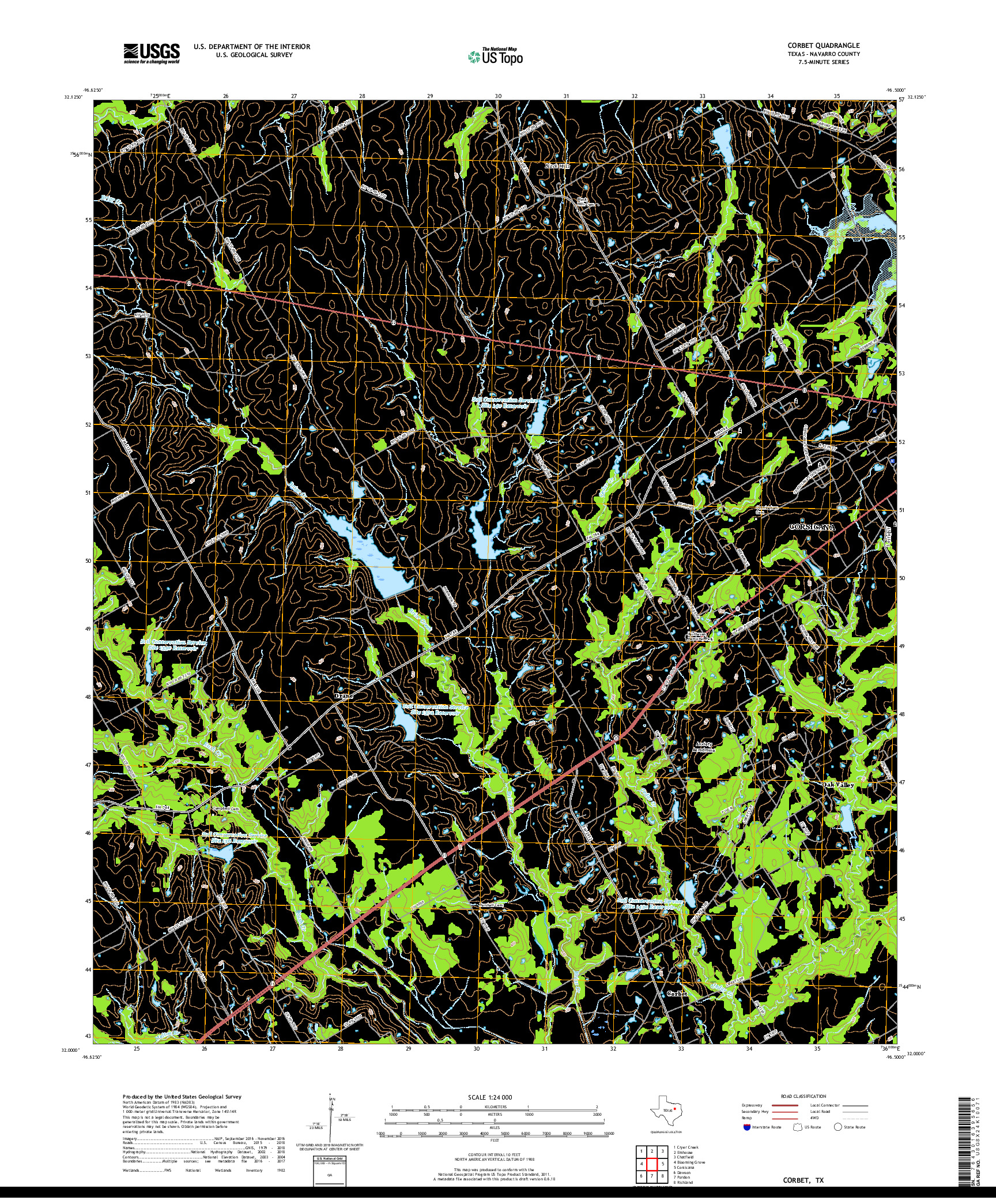 USGS US TOPO 7.5-MINUTE MAP FOR CORBET, TX 2019