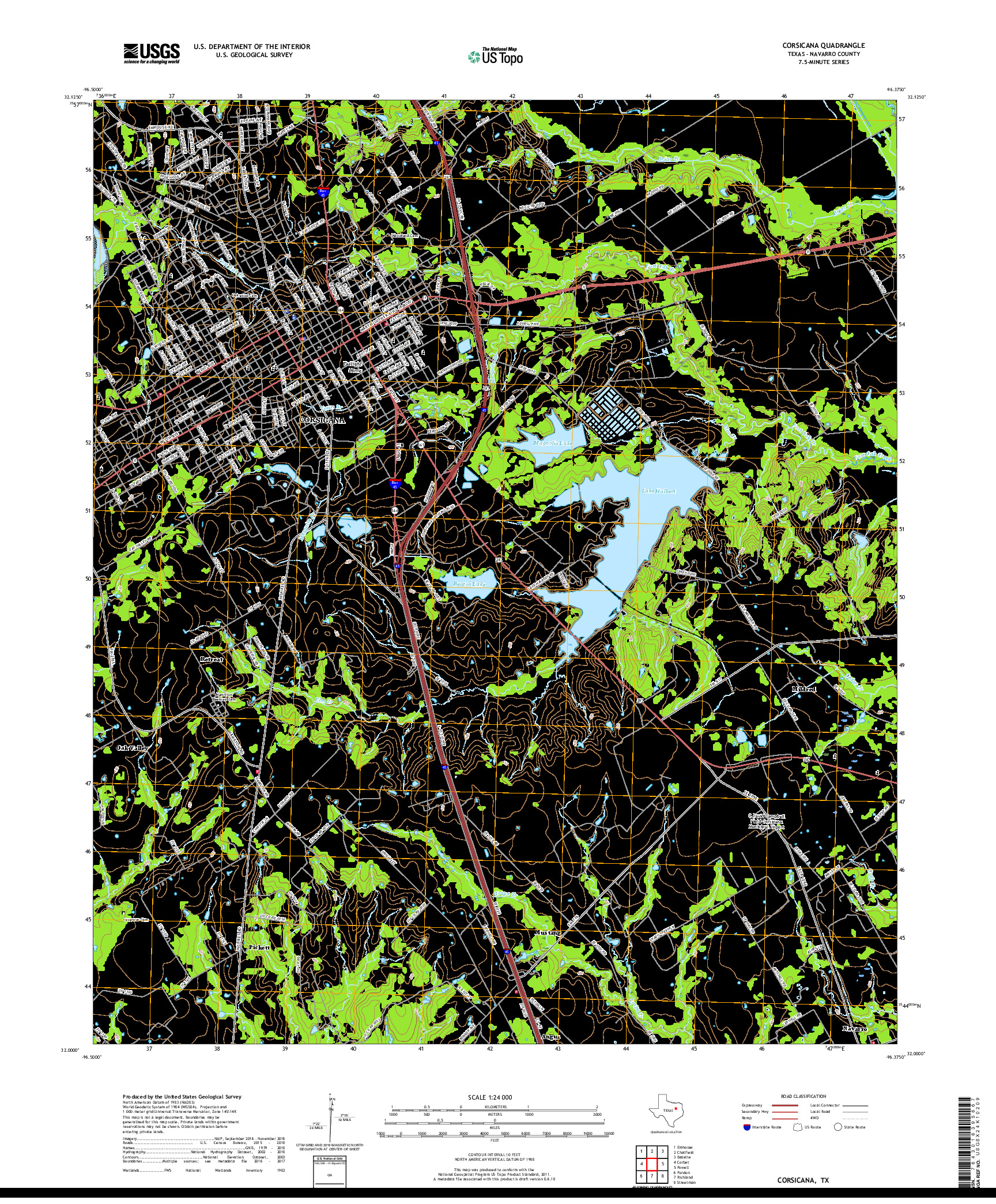 USGS US TOPO 7.5-MINUTE MAP FOR CORSICANA, TX 2019