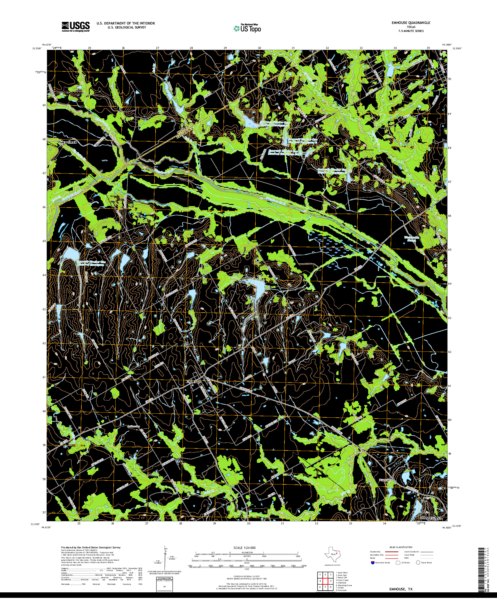 USGS US TOPO 7.5-MINUTE MAP FOR EMHOUSE, TX 2019