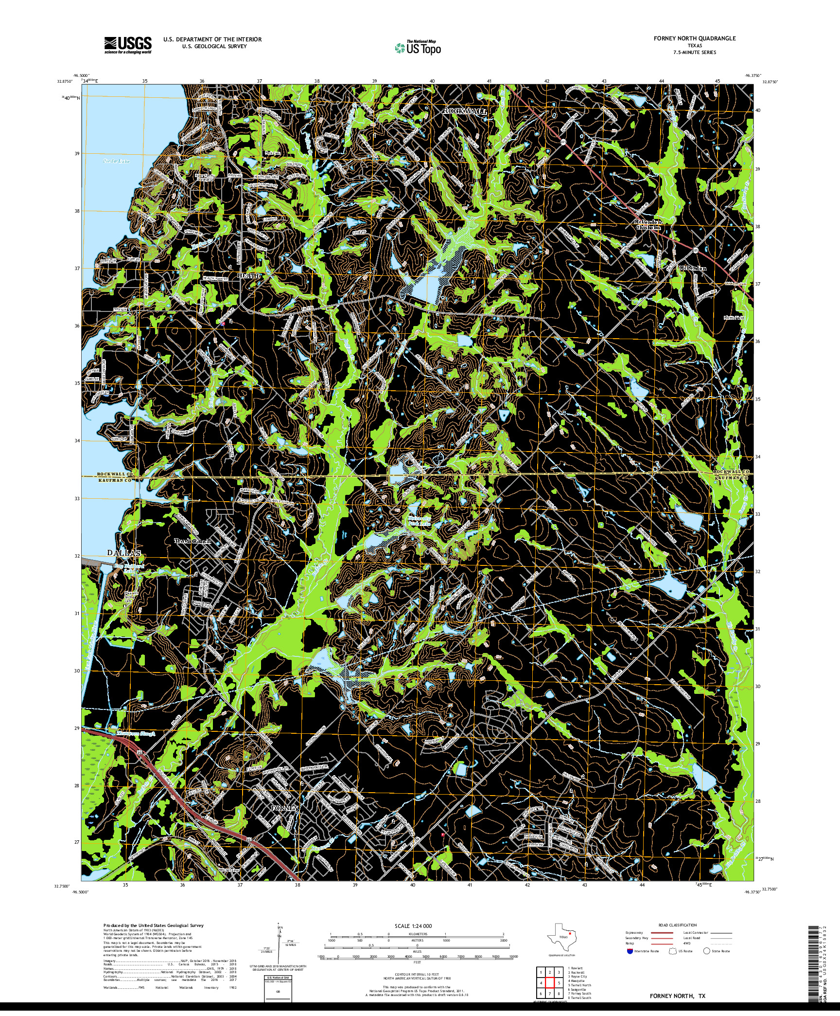 USGS US TOPO 7.5-MINUTE MAP FOR FORNEY NORTH, TX 2019