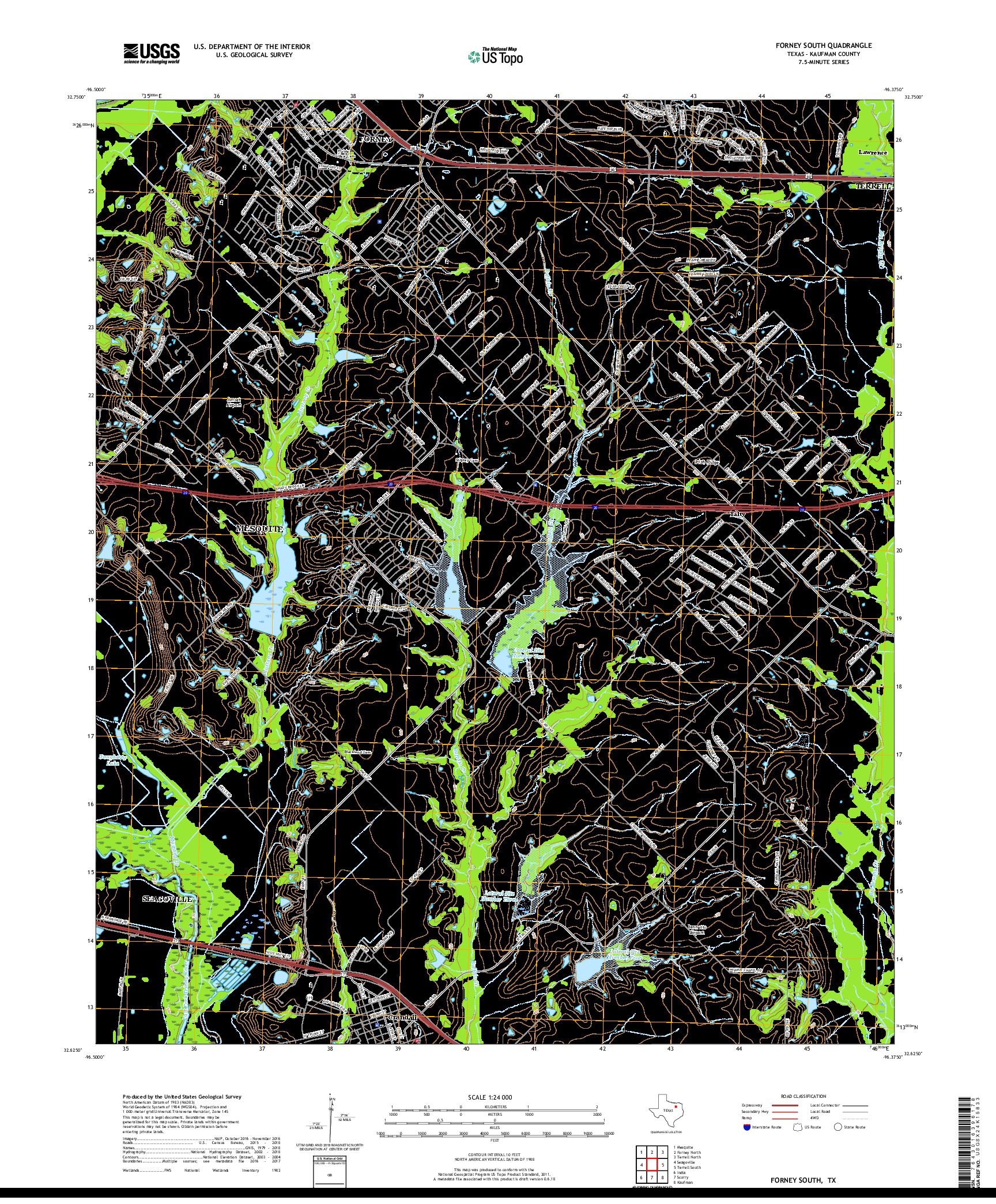 USGS US TOPO 7.5-MINUTE MAP FOR FORNEY SOUTH, TX 2019