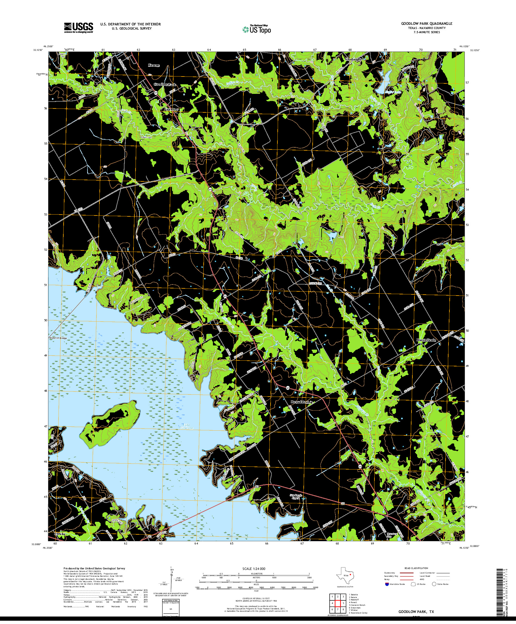 USGS US TOPO 7.5-MINUTE MAP FOR GOODLOW PARK, TX 2019