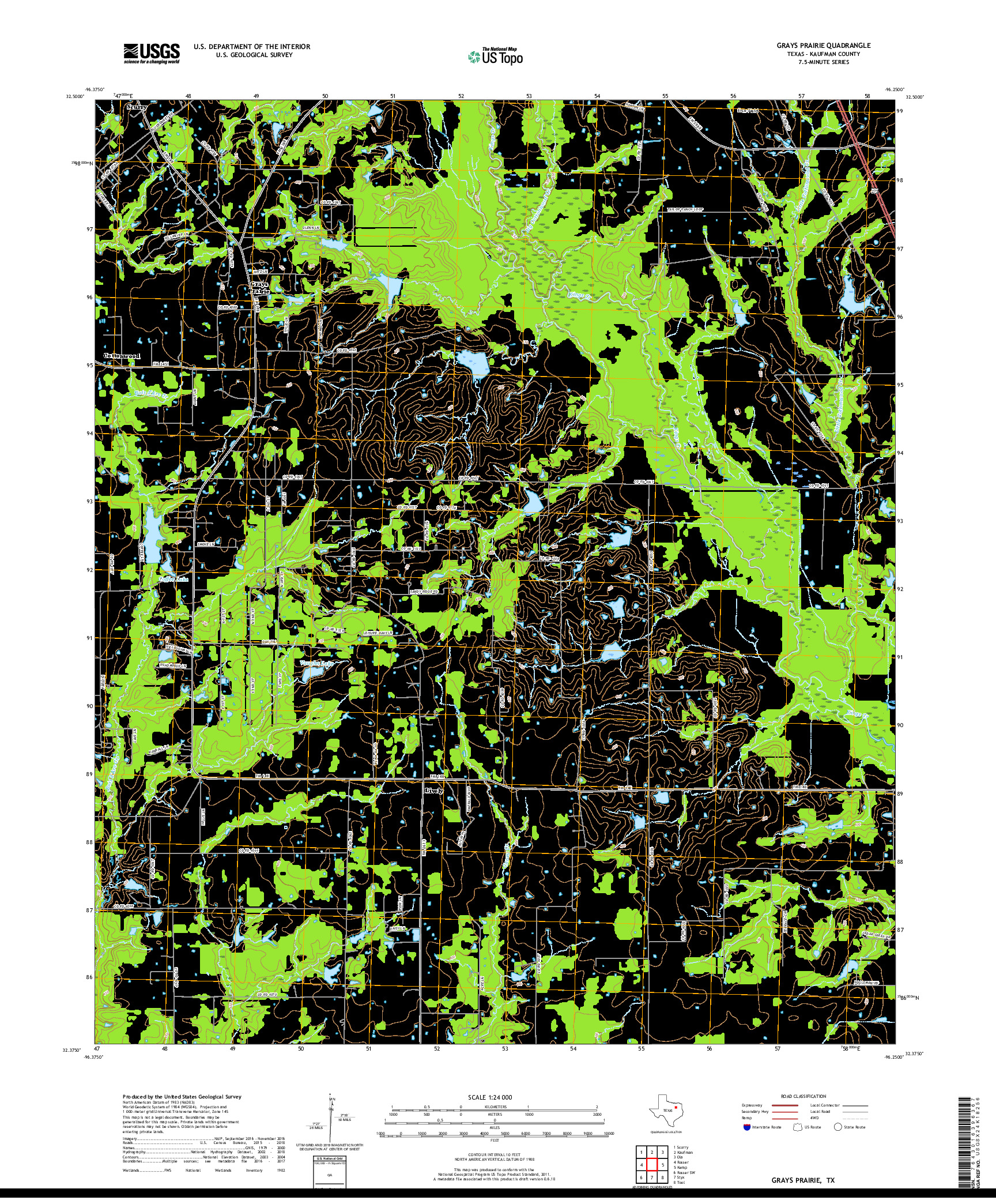 USGS US TOPO 7.5-MINUTE MAP FOR GRAYS PRAIRIE, TX 2019