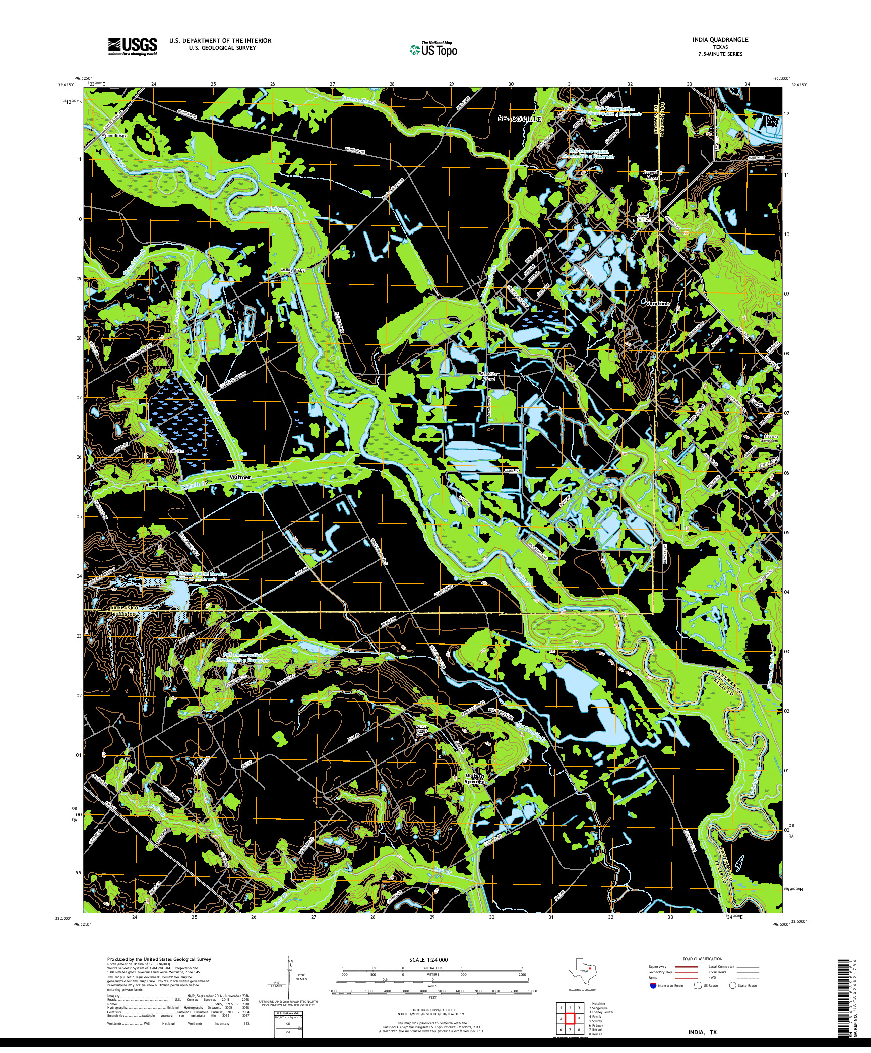 USGS US TOPO 7.5-MINUTE MAP FOR INDIA, TX 2019