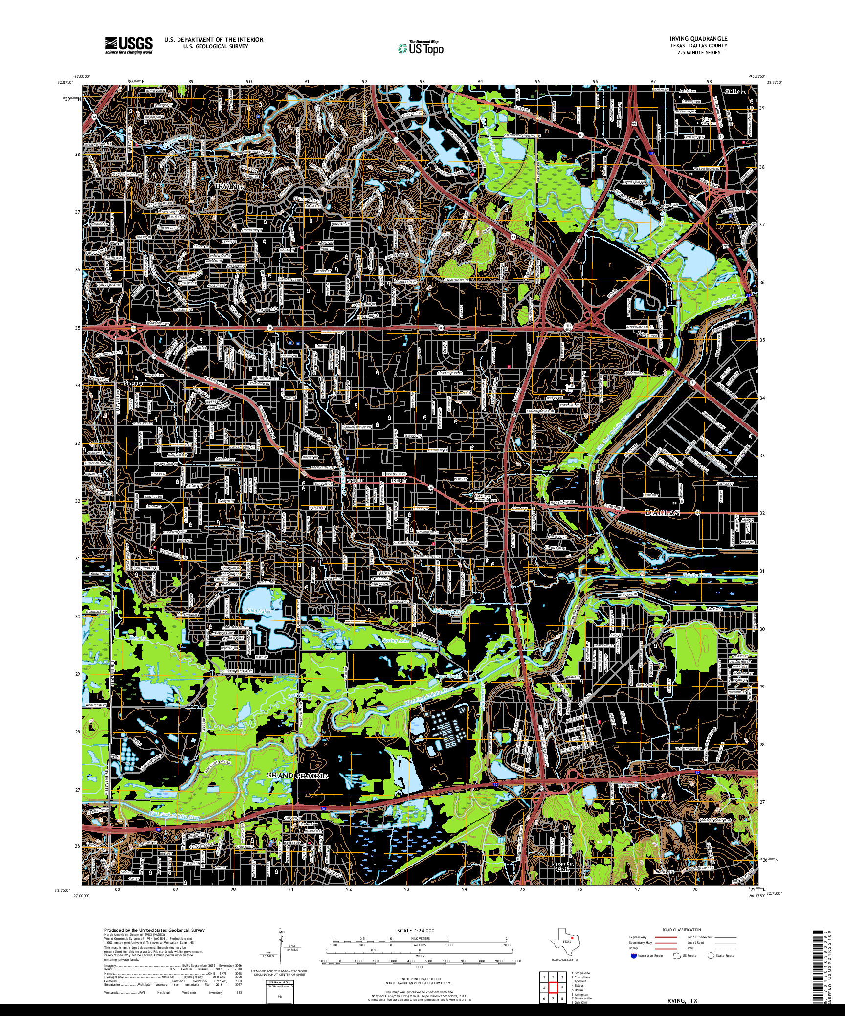 USGS US TOPO 7.5-MINUTE MAP FOR IRVING, TX 2019