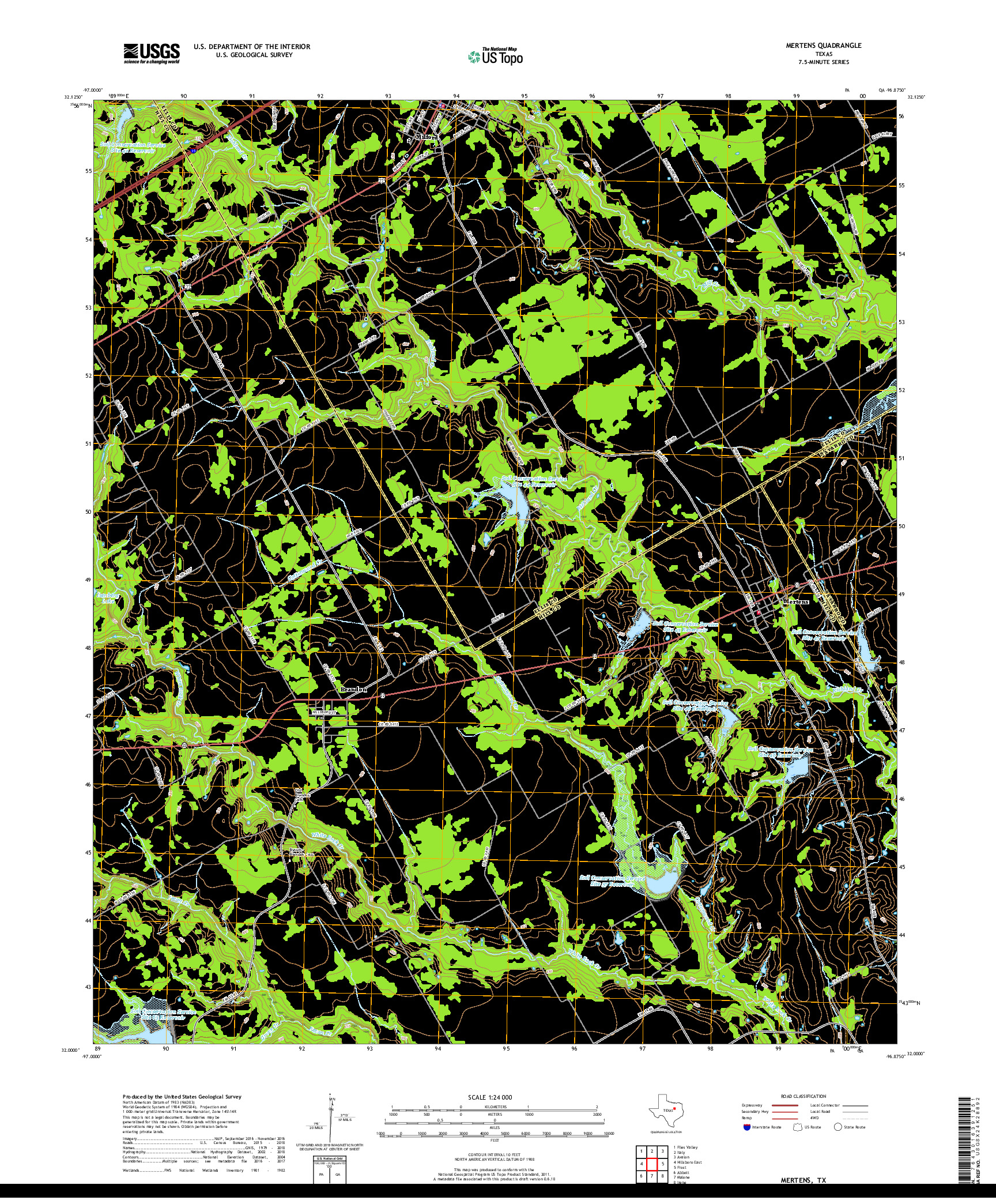 USGS US TOPO 7.5-MINUTE MAP FOR MERTENS, TX 2019