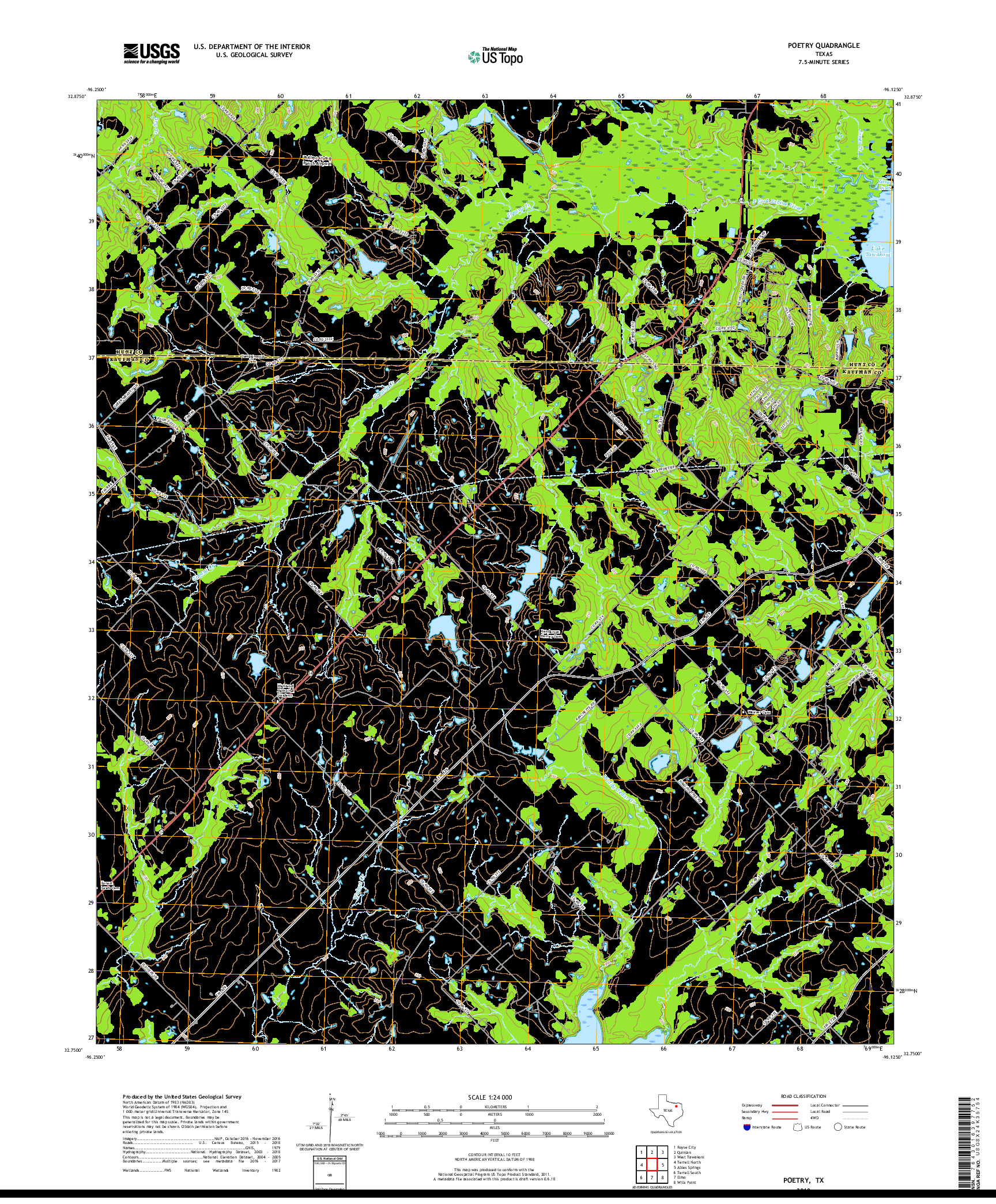 USGS US TOPO 7.5-MINUTE MAP FOR POETRY, TX 2019