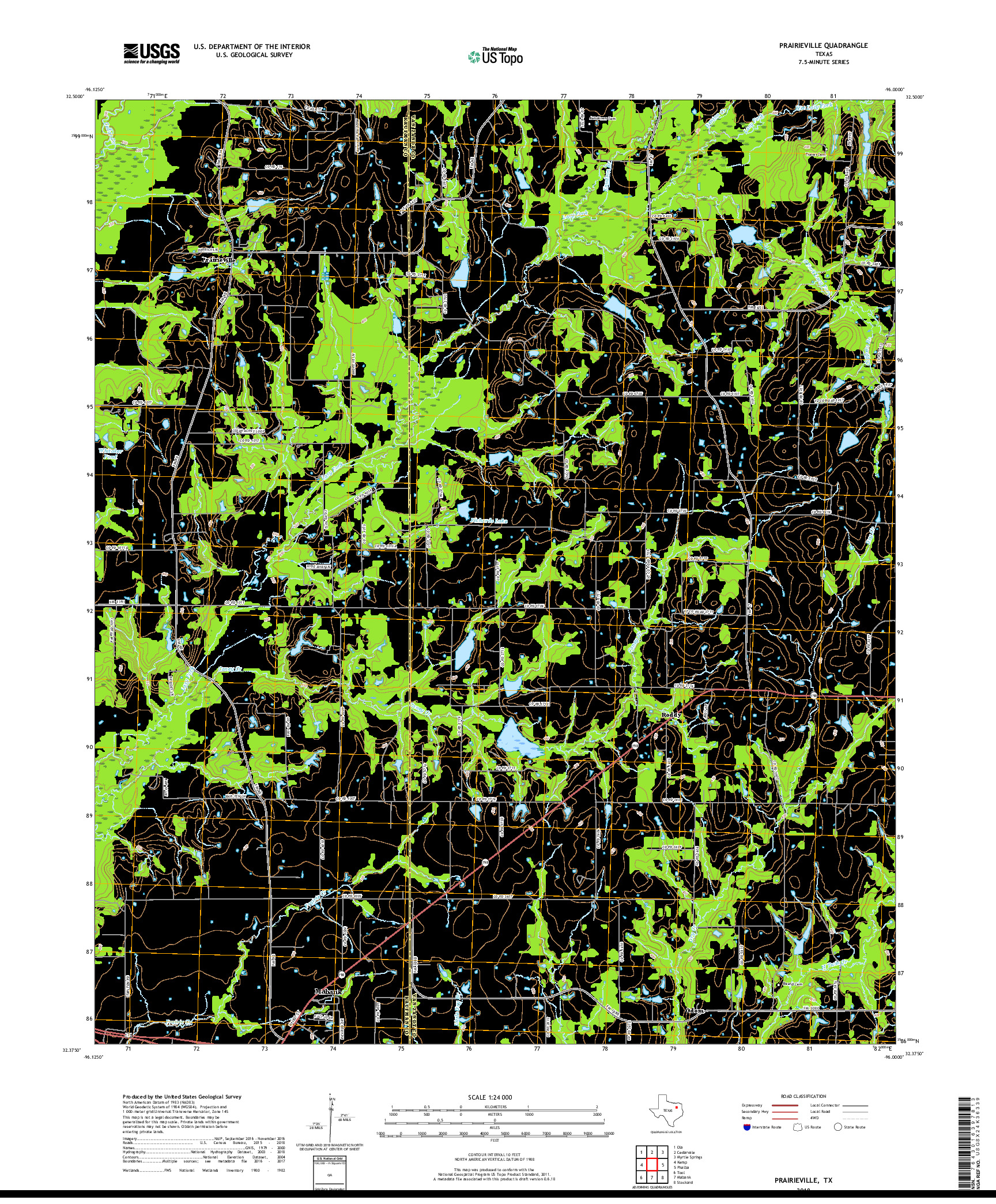 USGS US TOPO 7.5-MINUTE MAP FOR PRAIRIEVILLE, TX 2019