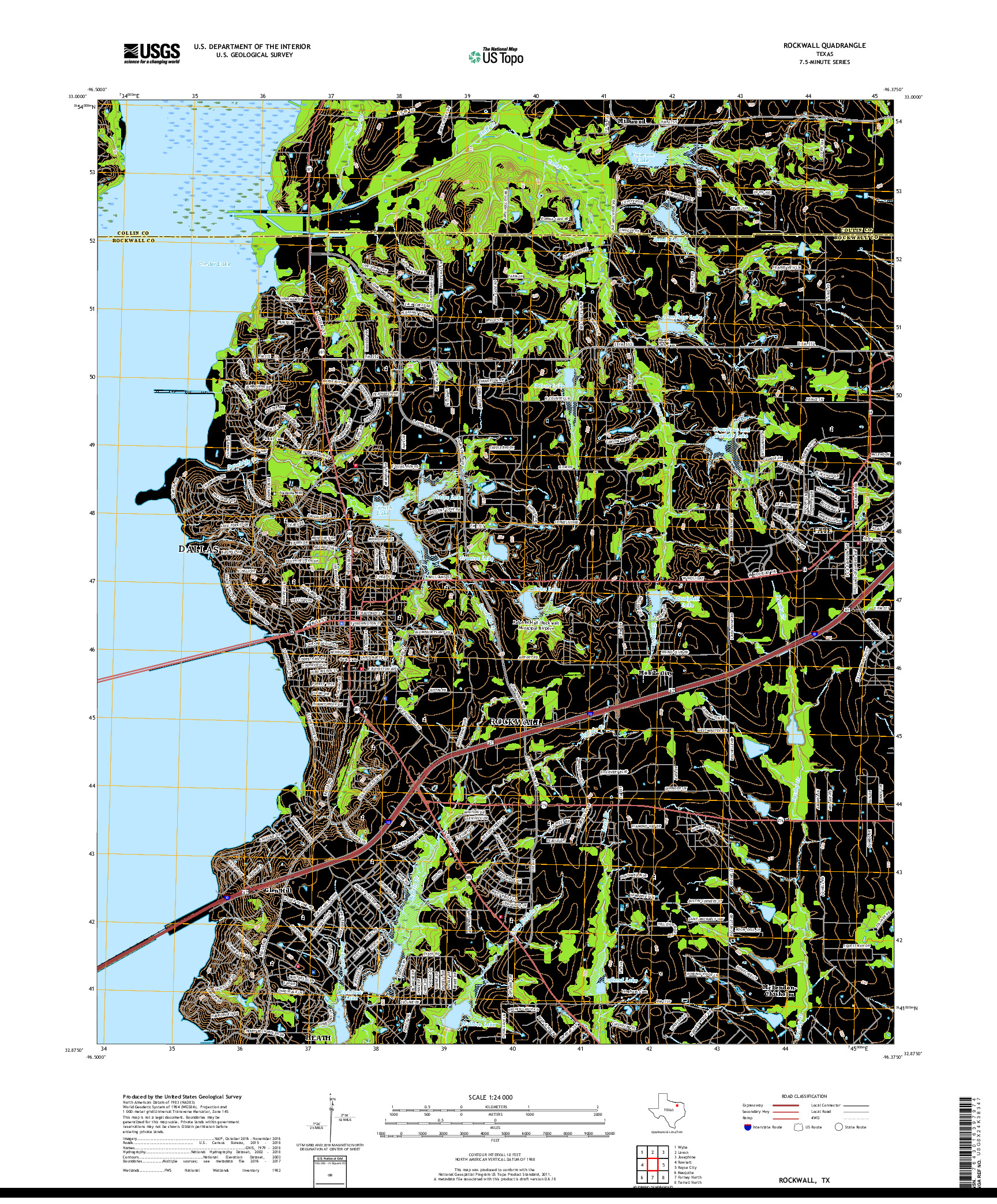 USGS US TOPO 7.5-MINUTE MAP FOR ROCKWALL, TX 2019