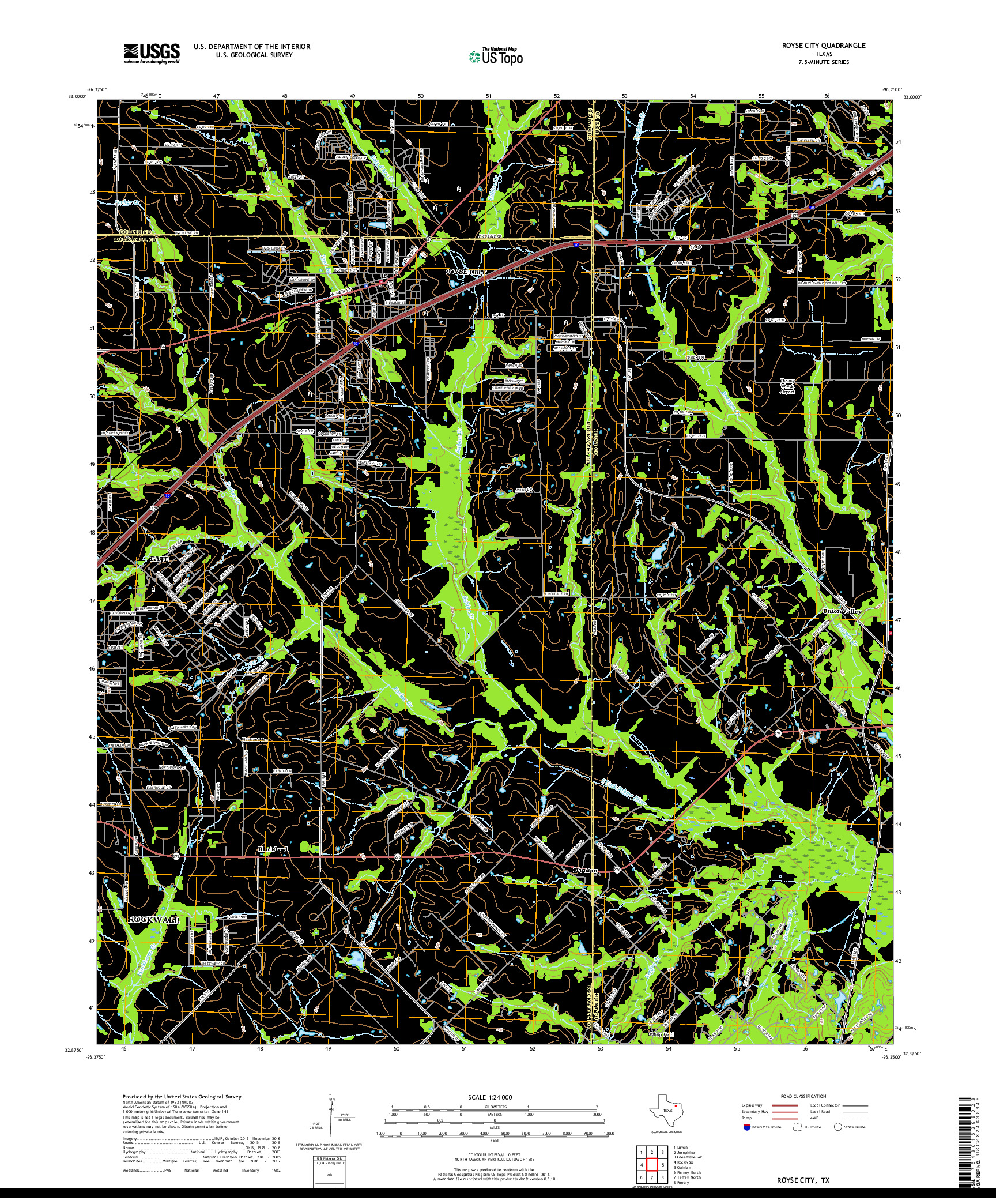 USGS US TOPO 7.5-MINUTE MAP FOR ROYSE CITY, TX 2019