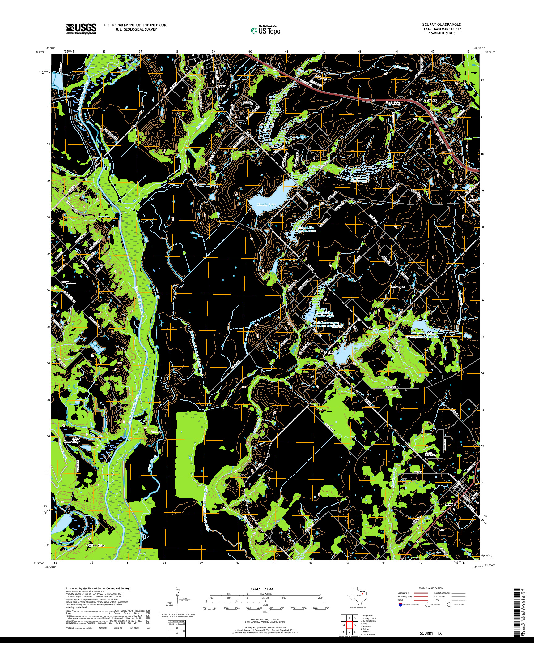 USGS US TOPO 7.5-MINUTE MAP FOR SCURRY, TX 2019