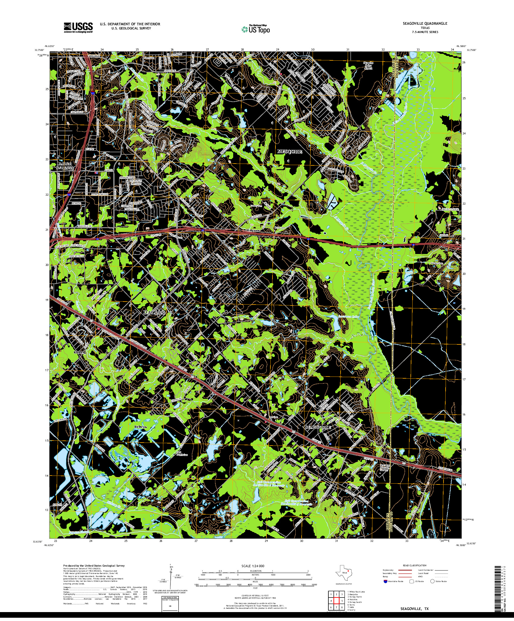 USGS US TOPO 7.5-MINUTE MAP FOR SEAGOVILLE, TX 2019