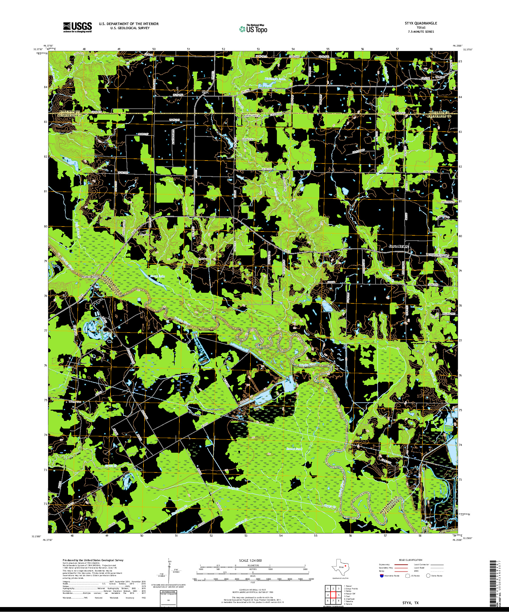 USGS US TOPO 7.5-MINUTE MAP FOR STYX, TX 2019